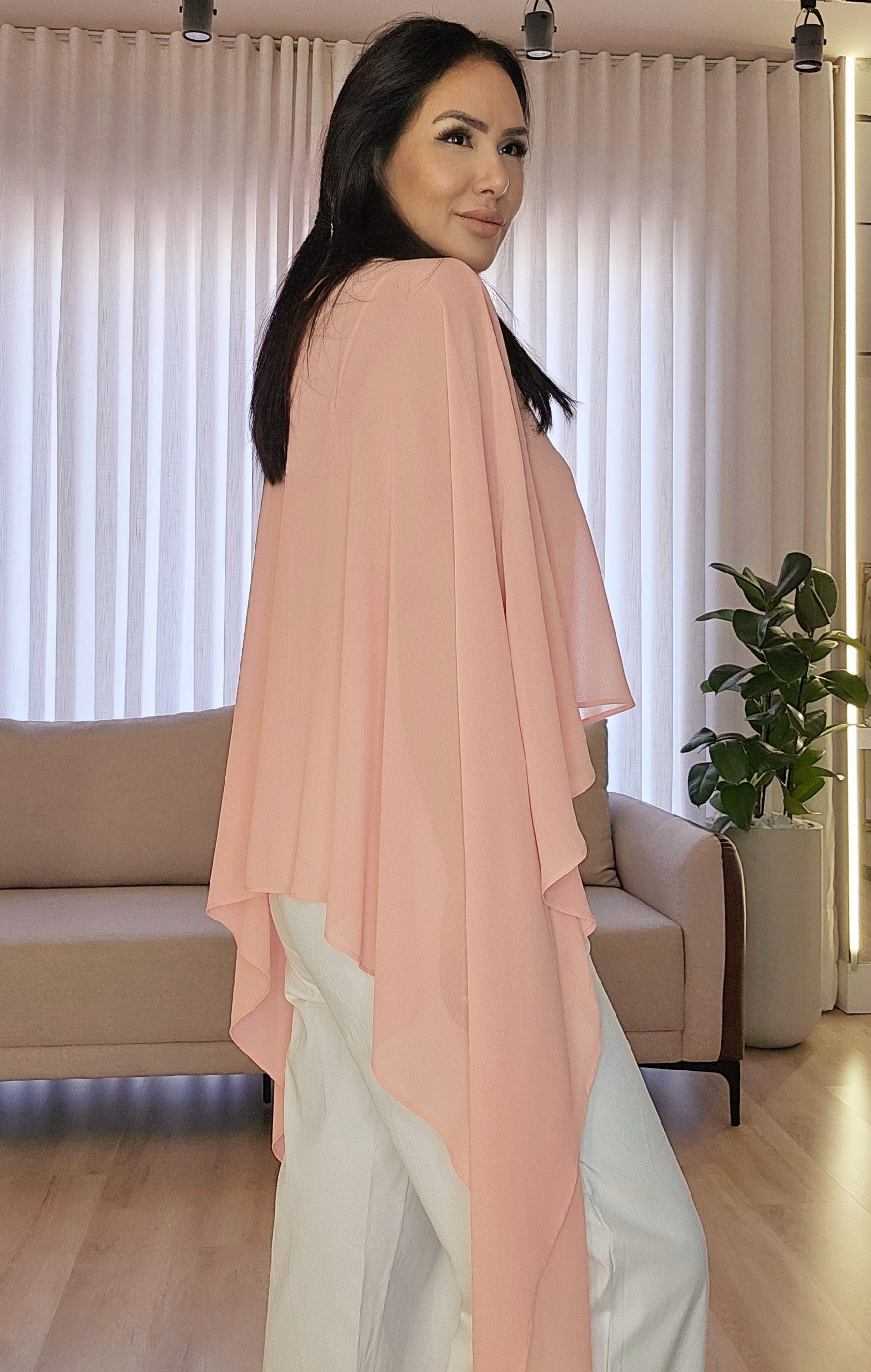 Blusa Capa Feminina Rosa Blush