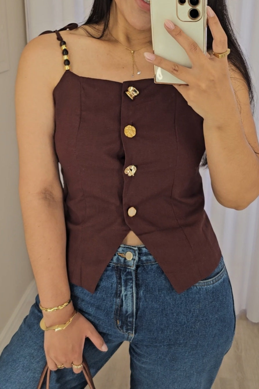 Blusa Giovanna em linho com algodão - em cores
