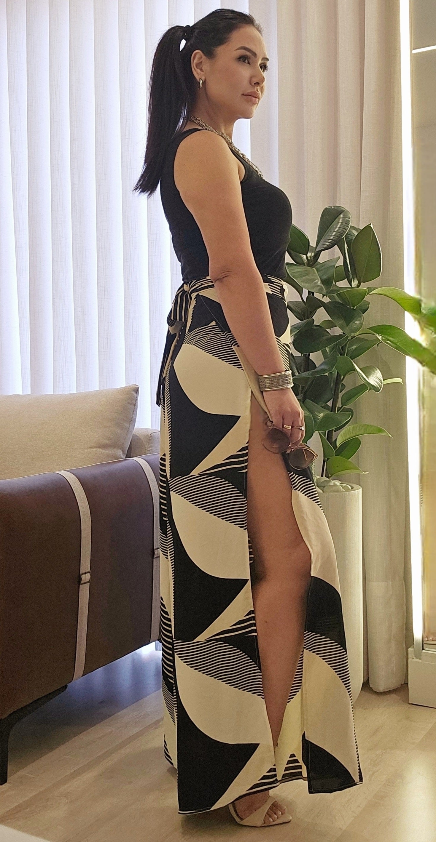 Calça de Transpassar Estampada