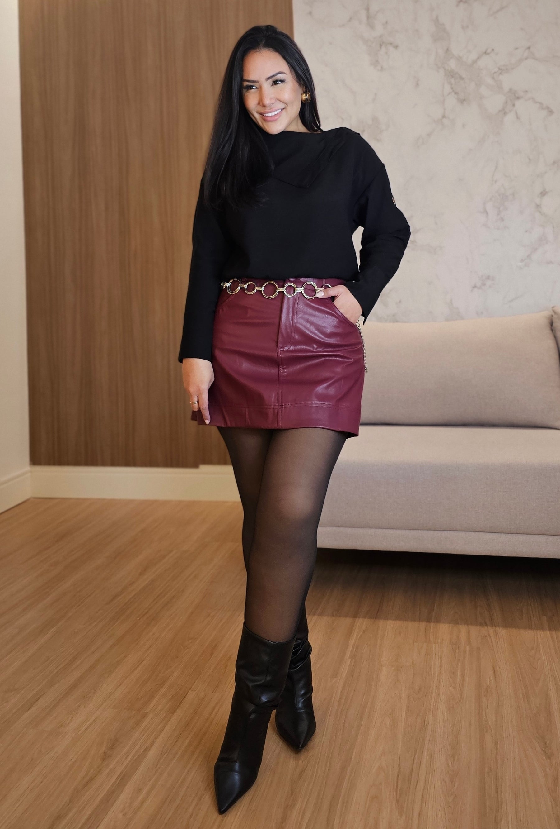 Camisa estruturada Feminina preta