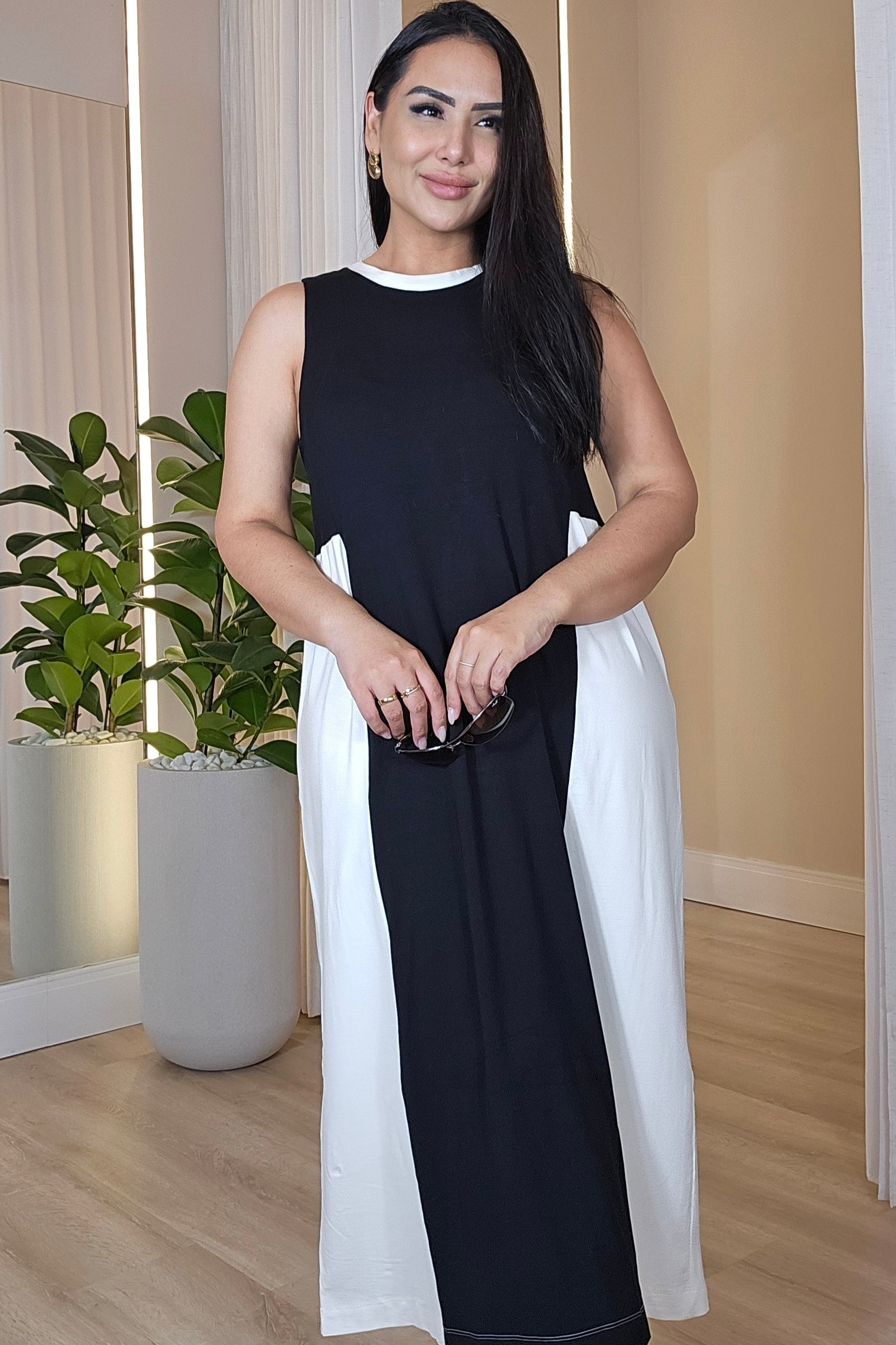 Vestido midi Olinda em algodão Premium
