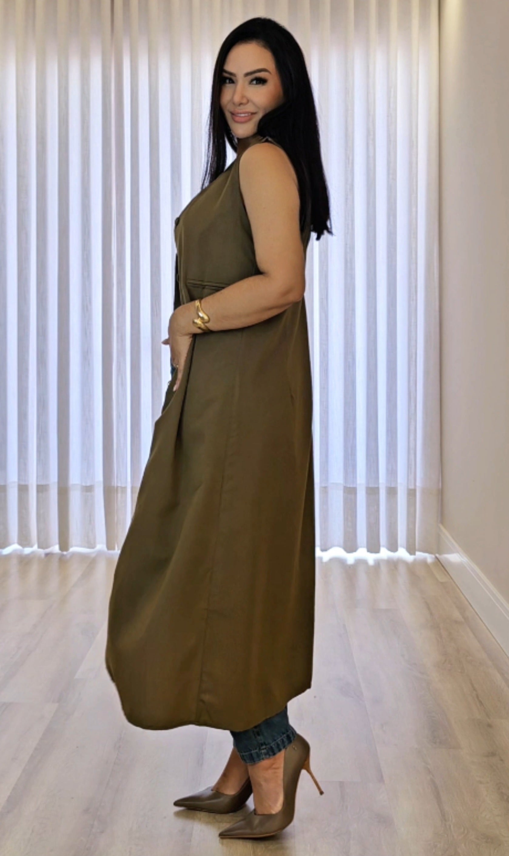 Colete Longo Alfaiataria Feminino em cores