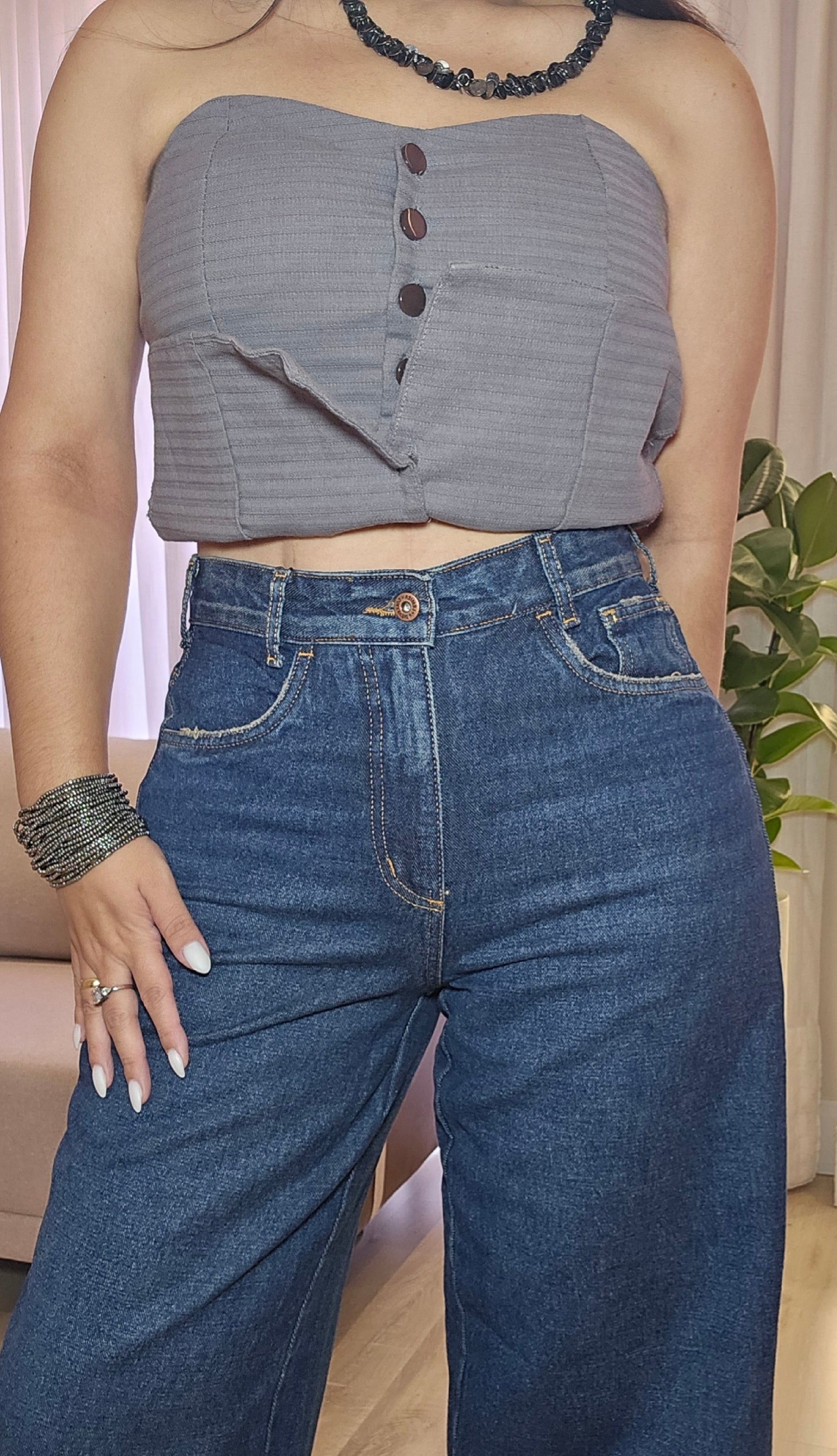 Calça Jeans Wide Leg Feminina 100% Algodão
