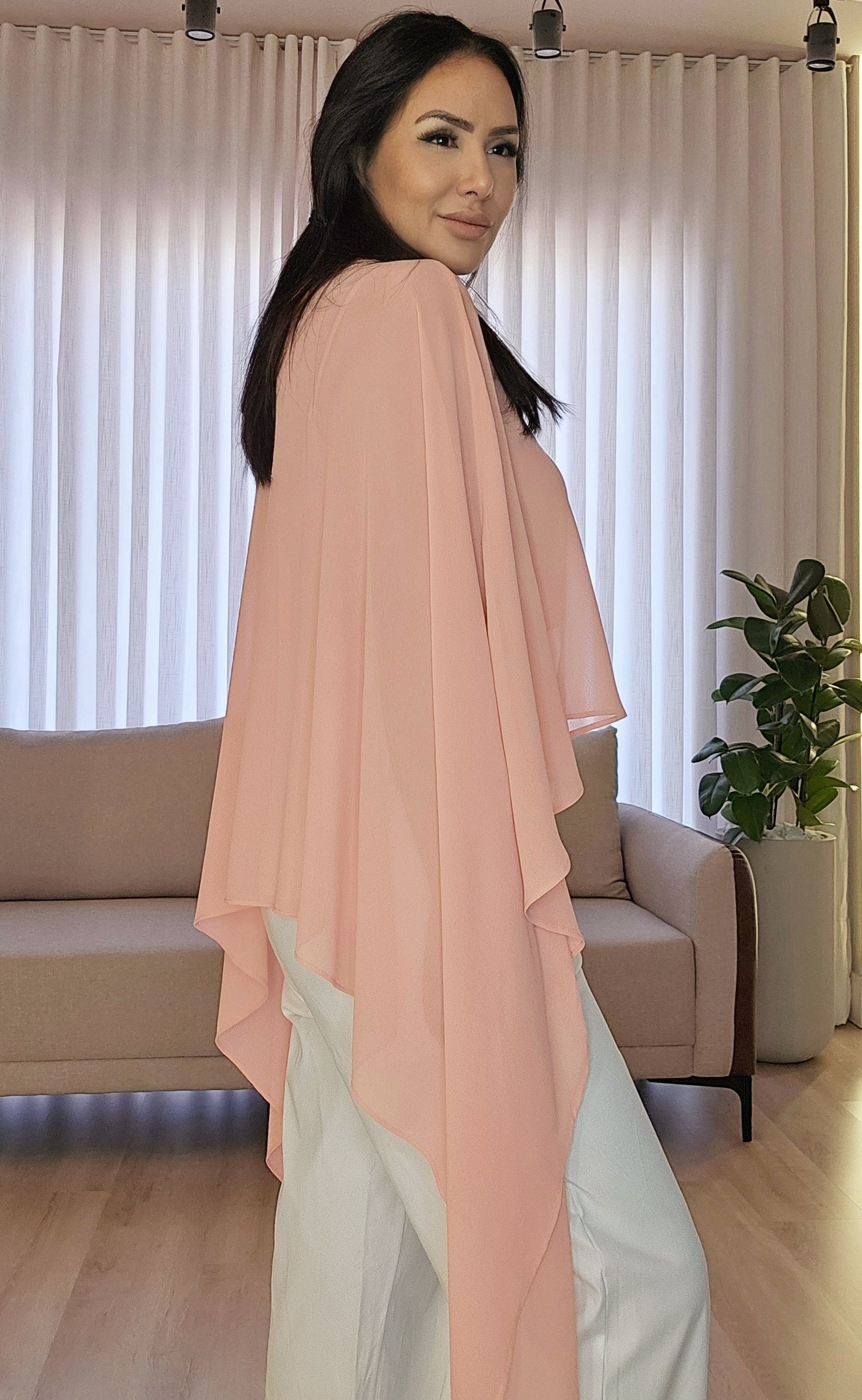 Blusa Capa Feminina Rosa Blush