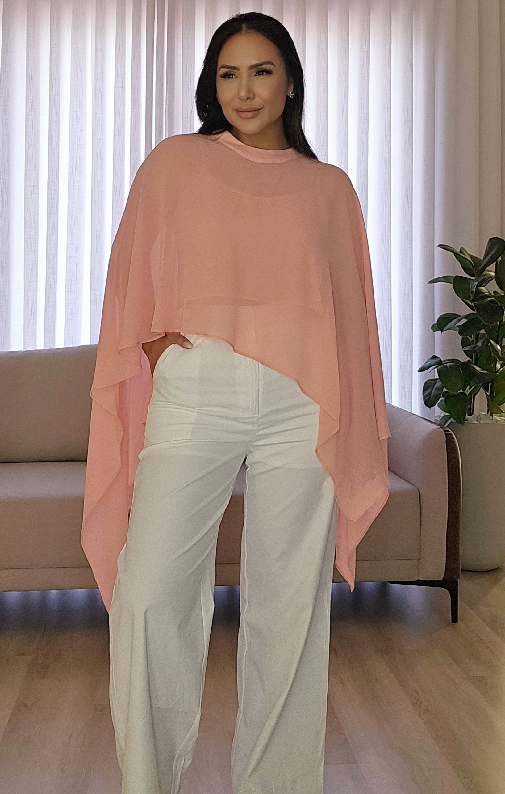 Blusa Capa Feminina Rosa Blush