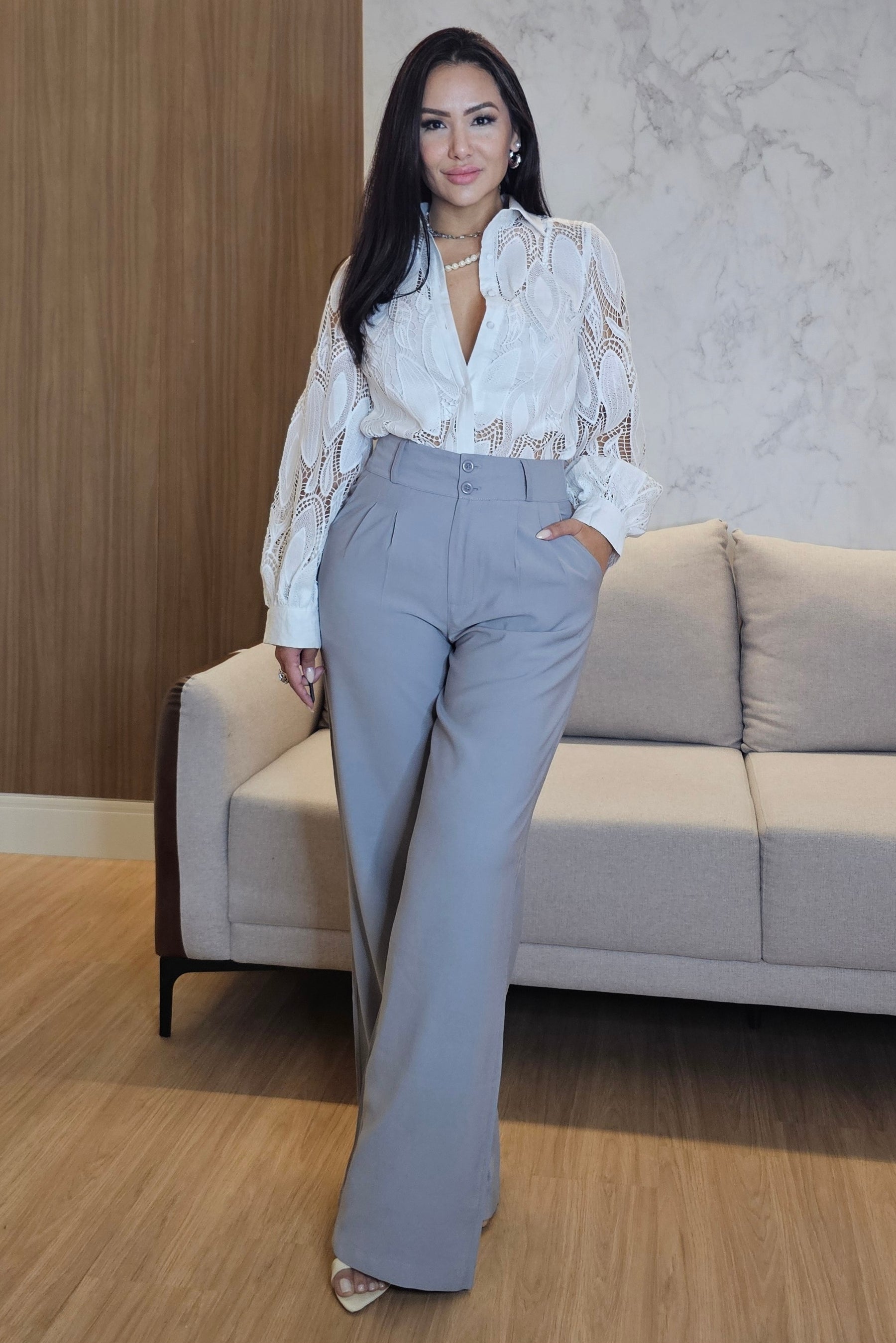 Calça Pantalona Feminina de Alfaiataria