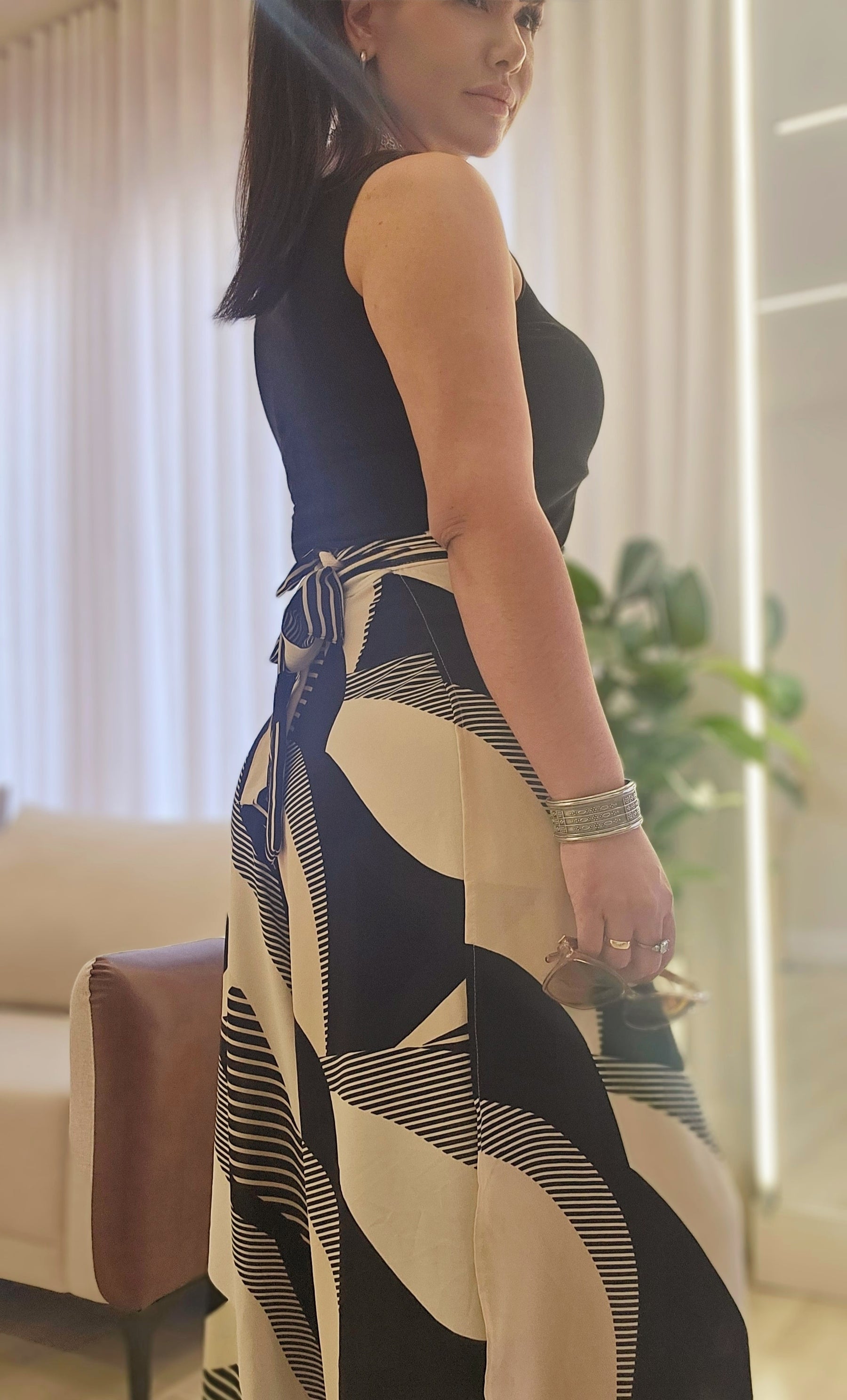 Calça de Transpassar Estampada