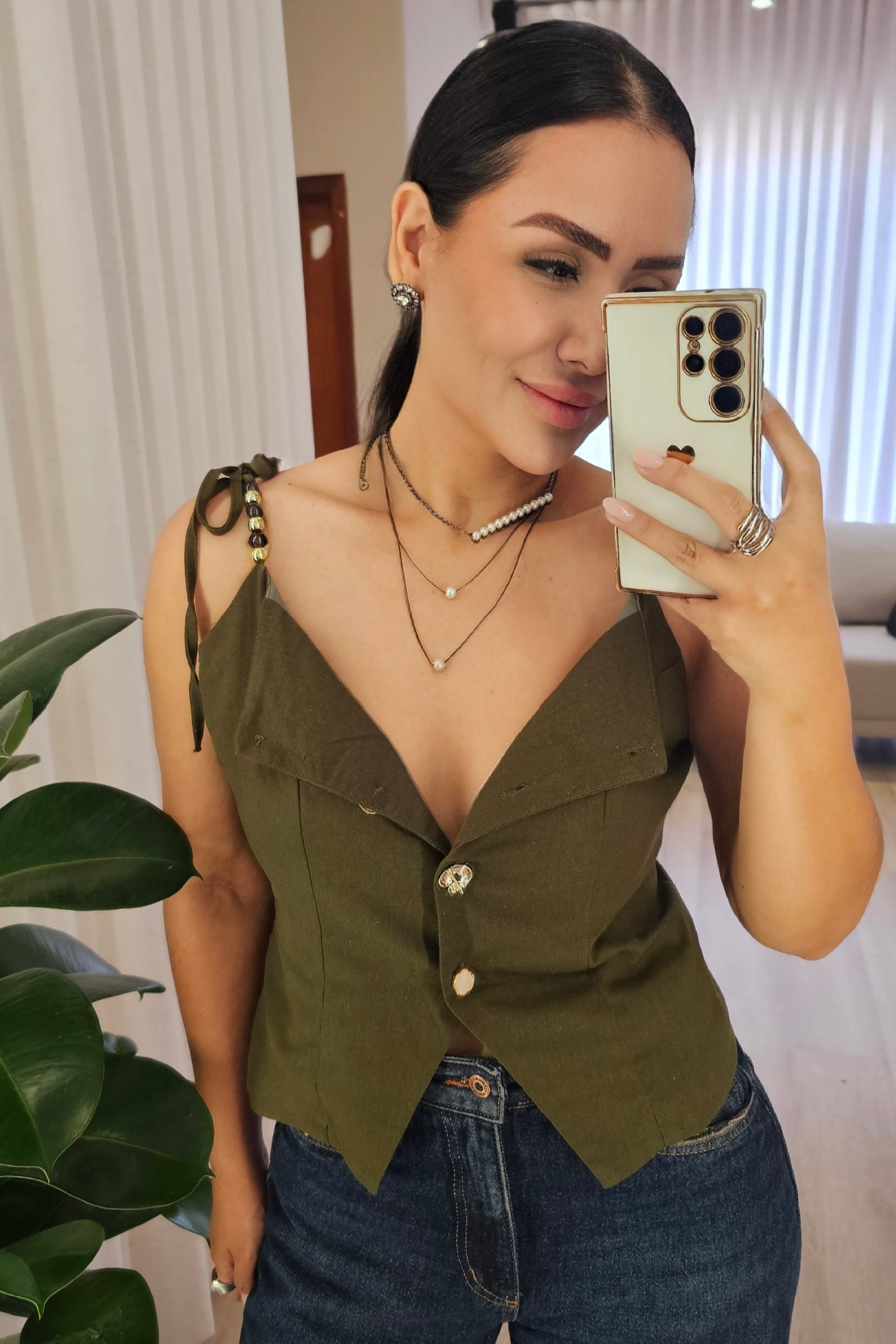 Blusa Giovanna em linho com algodão - em cores