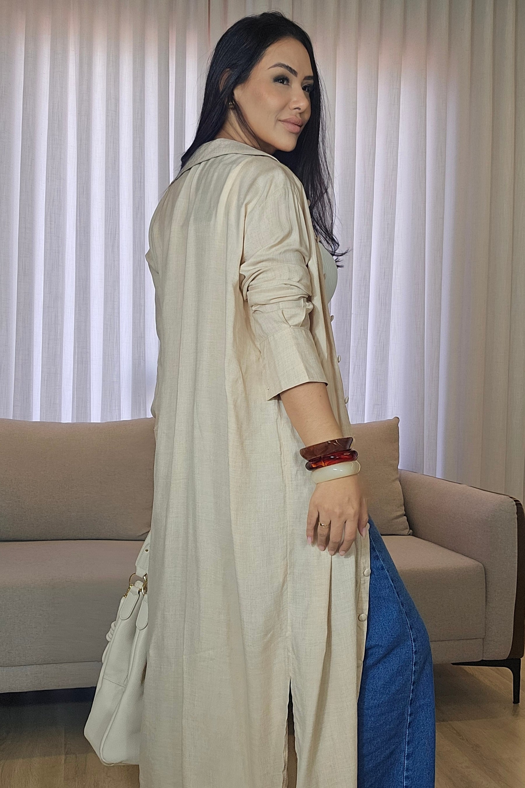 Chemise Feminina Longa em Viscose Premium