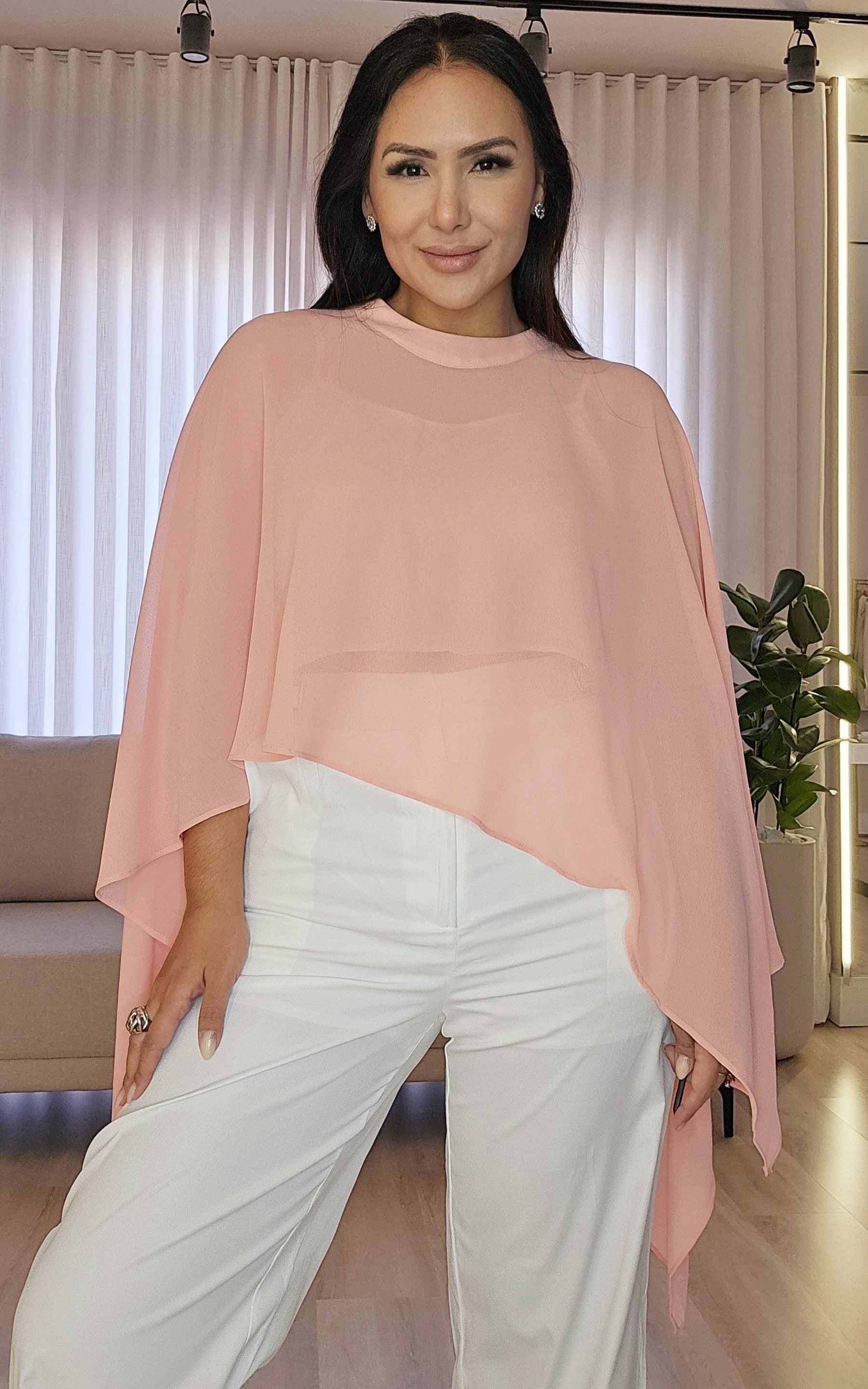 Blusa Capa Feminina Rosa Blush