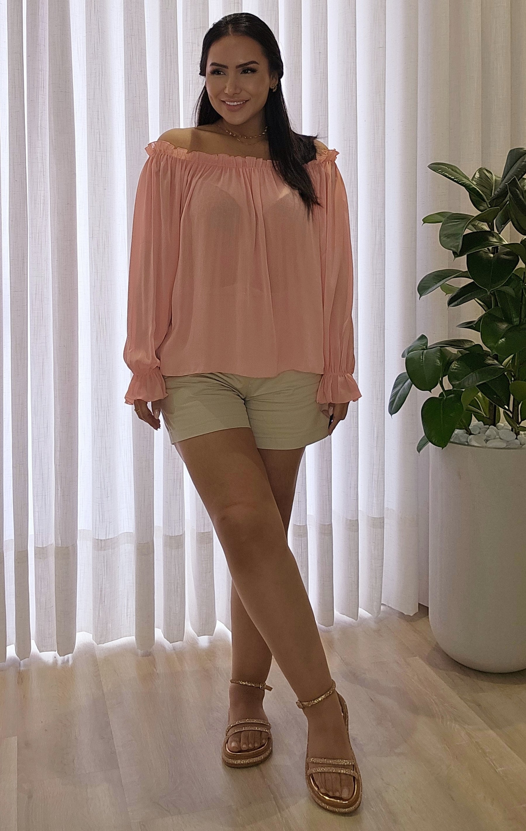 Bata Ombro a Ombro em Crepe Premium