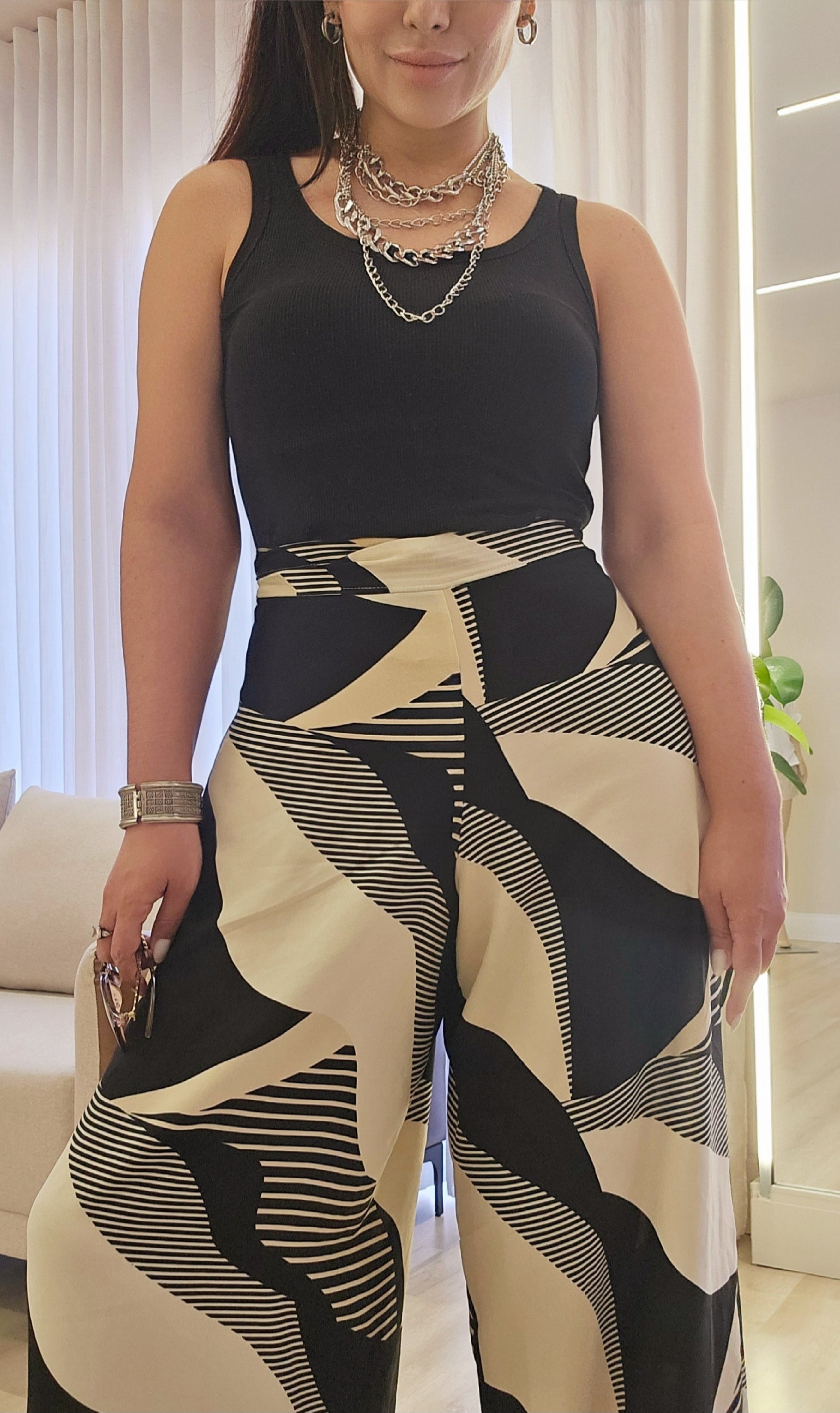 Calça de Transpassar Estampada