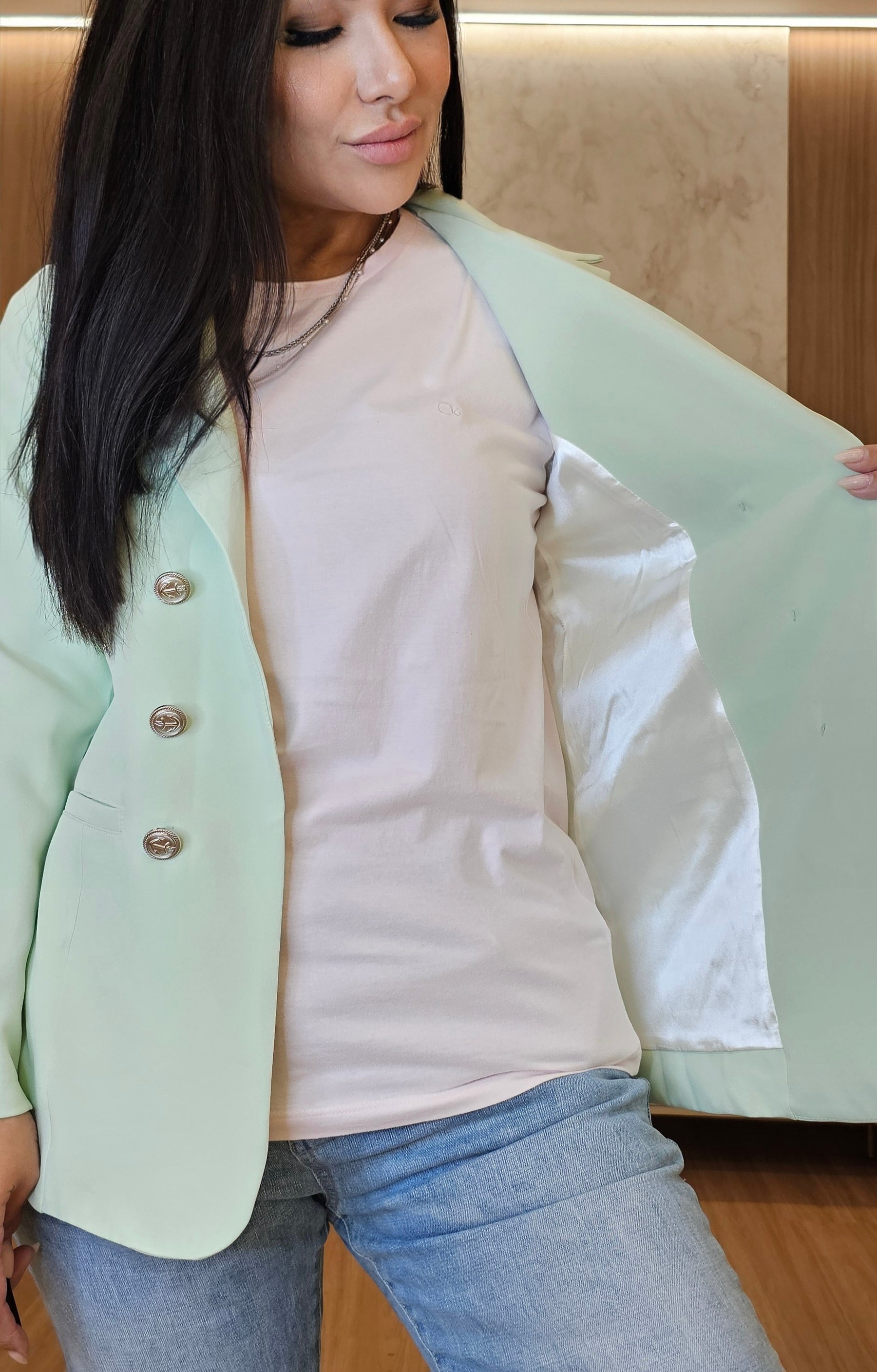 Blazer Feminino de Alfaiataria verde Claro