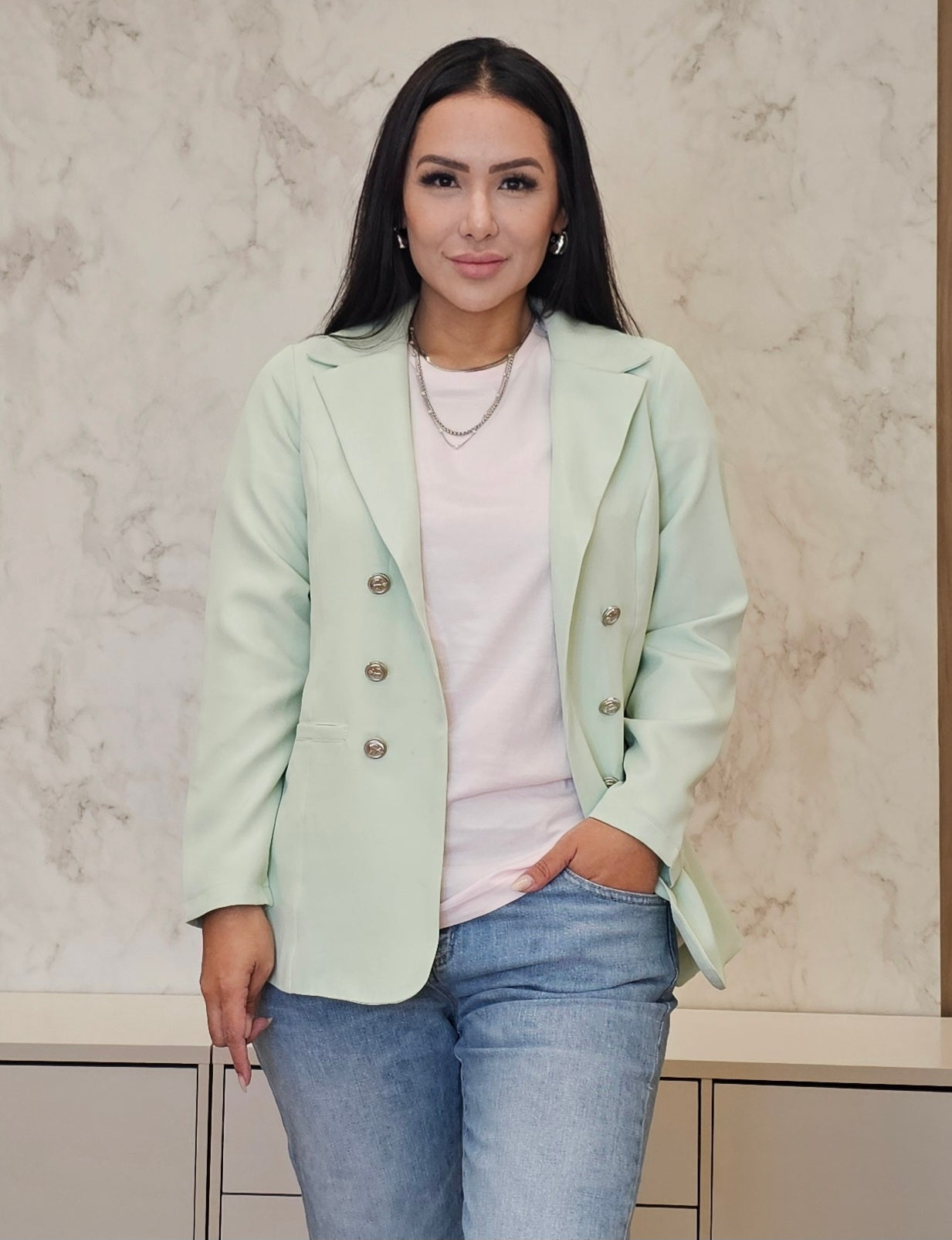 Blazer Feminino de Alfaiataria verde Claro