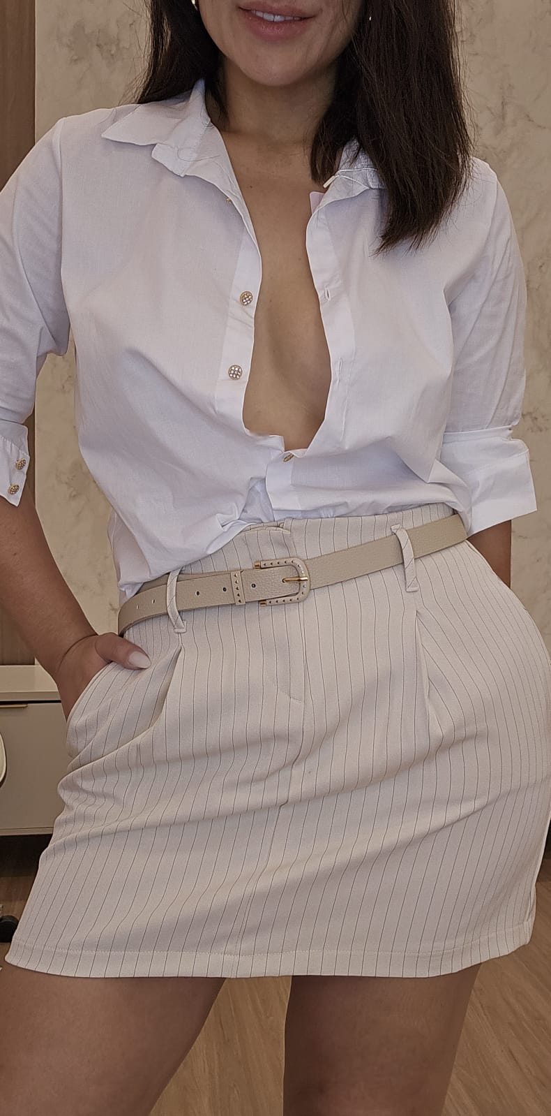 Mini Saia Alfaiataria Risca de Giz