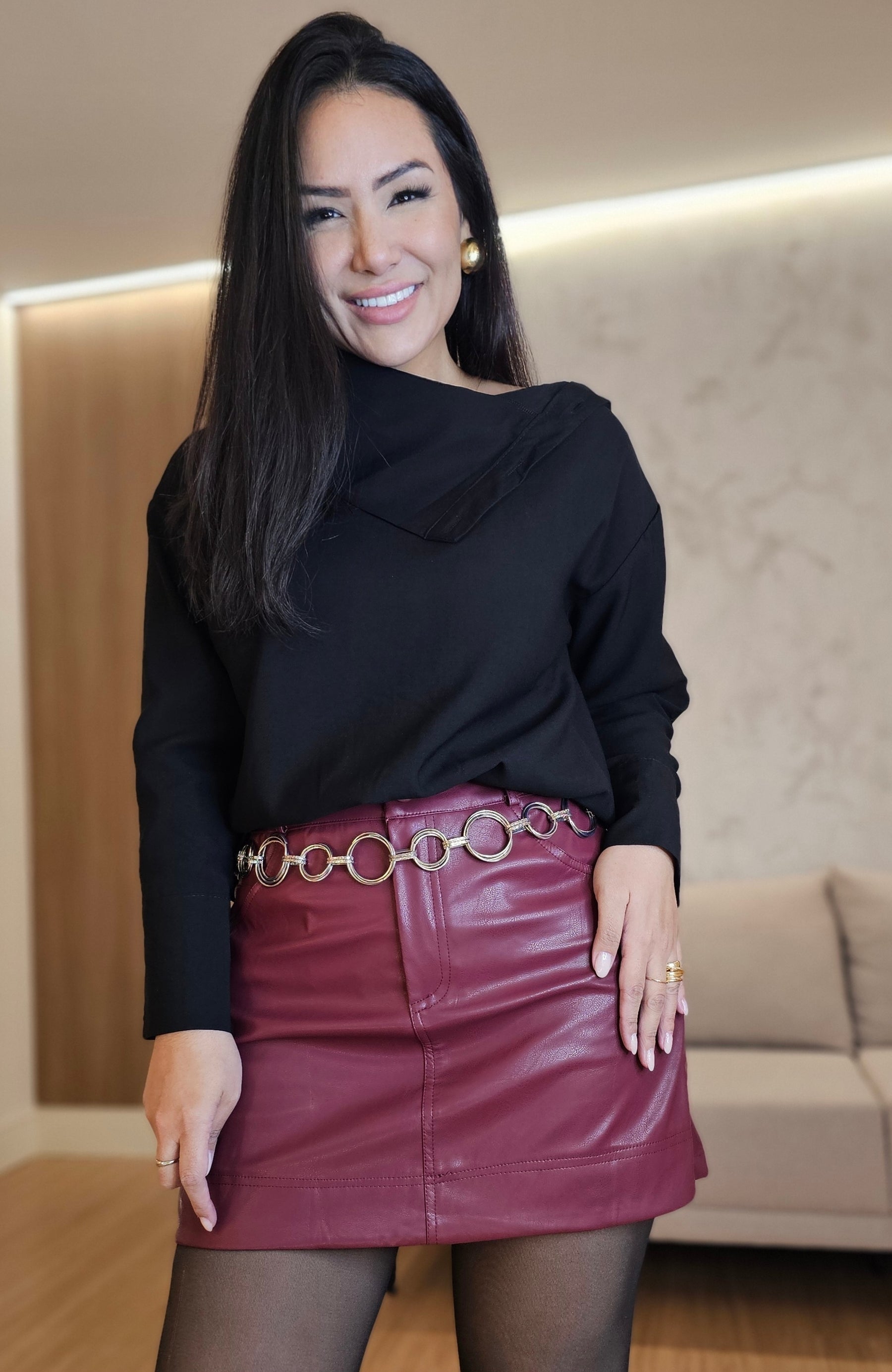 Camisa estruturada Feminina preta