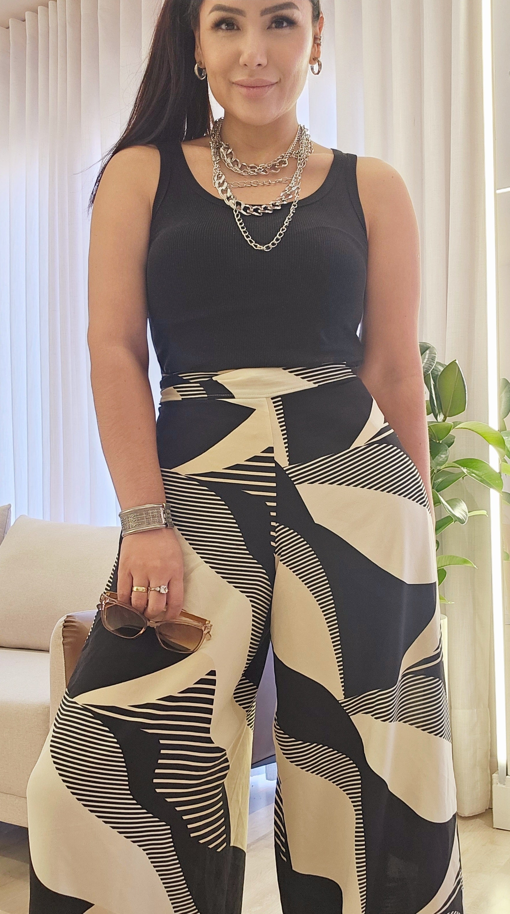 Calça de Transpassar Estampada