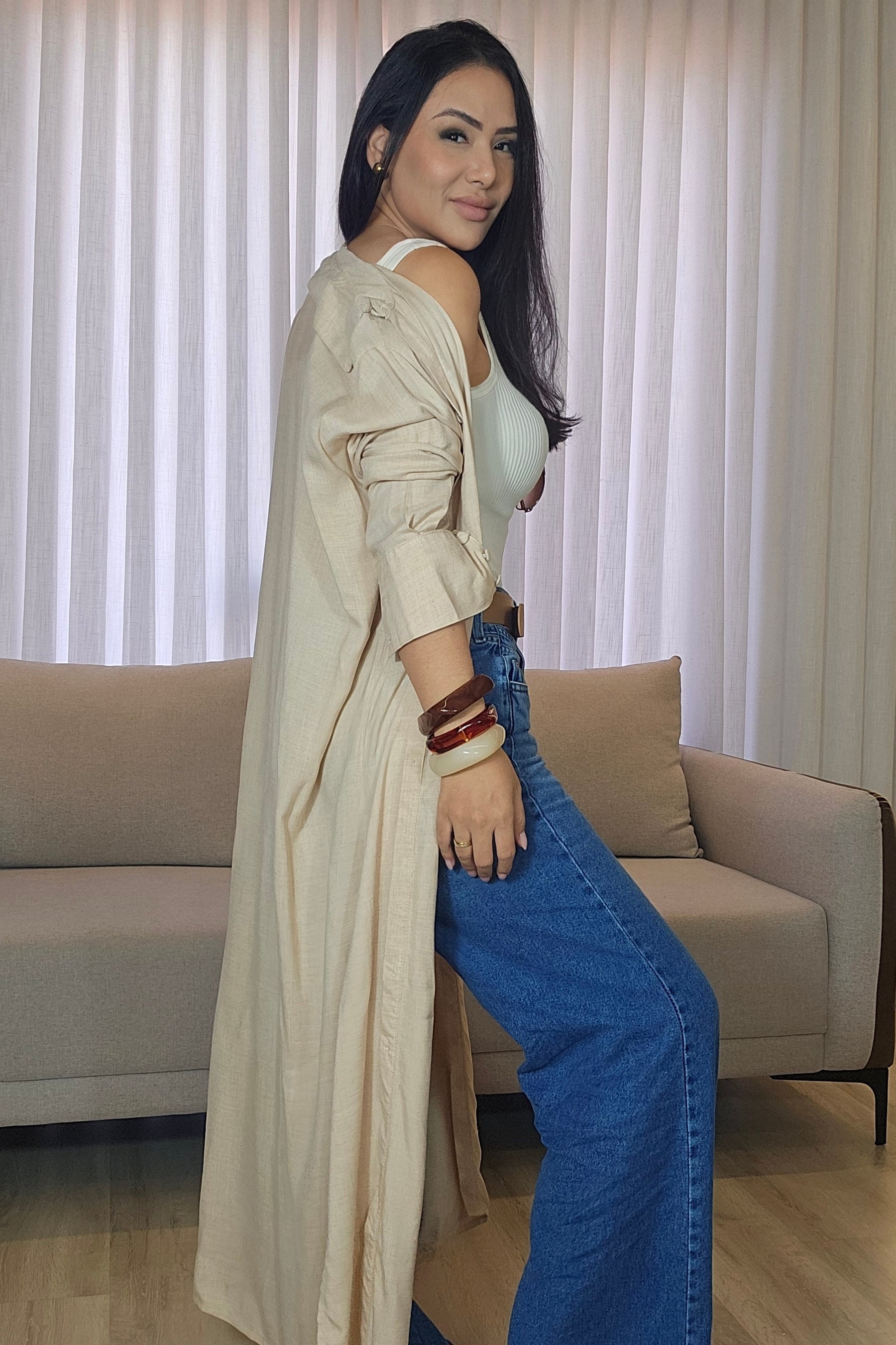 Chemise Feminina Longa em Viscose Premium