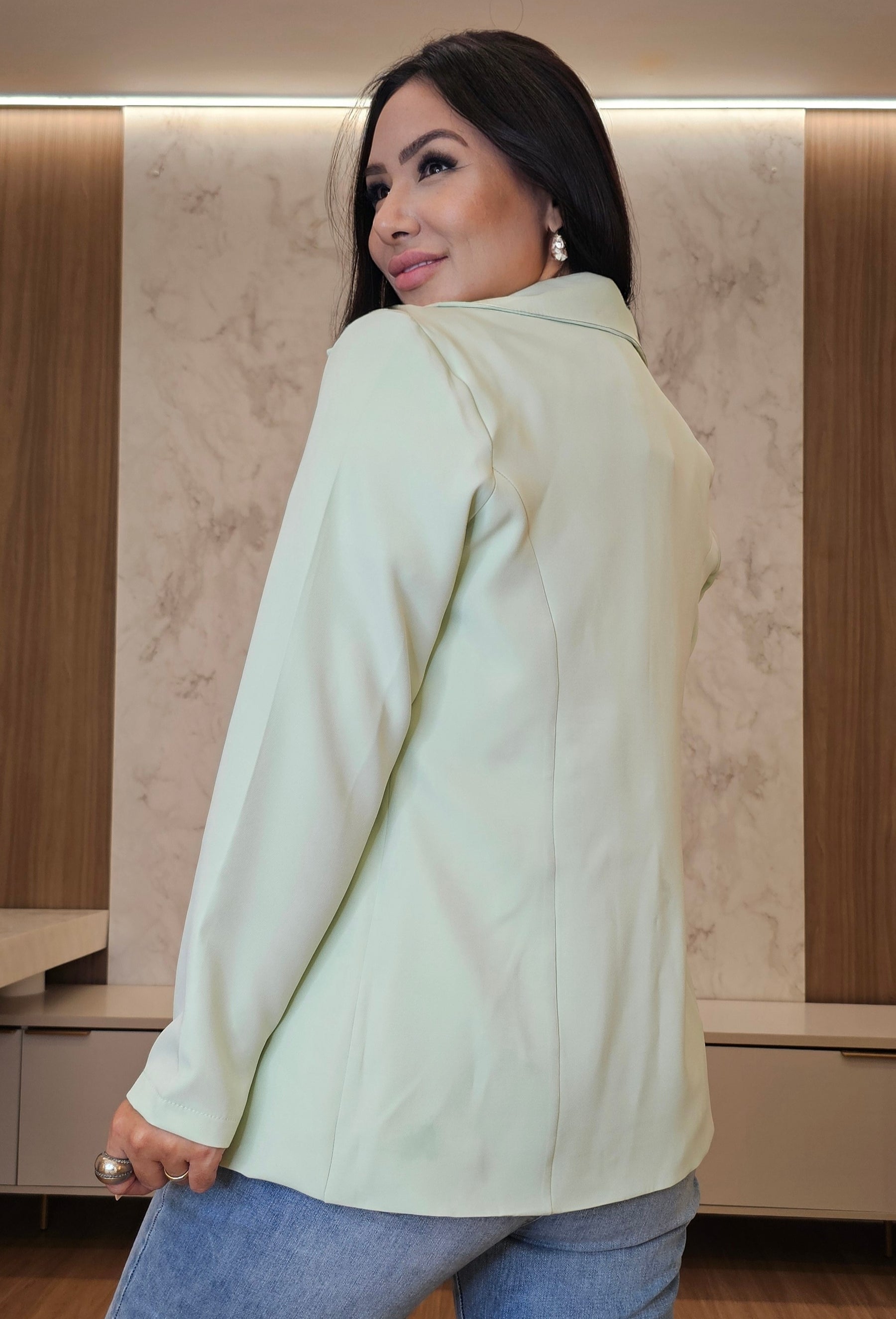 Blazer Feminino de Alfaiataria verde Claro