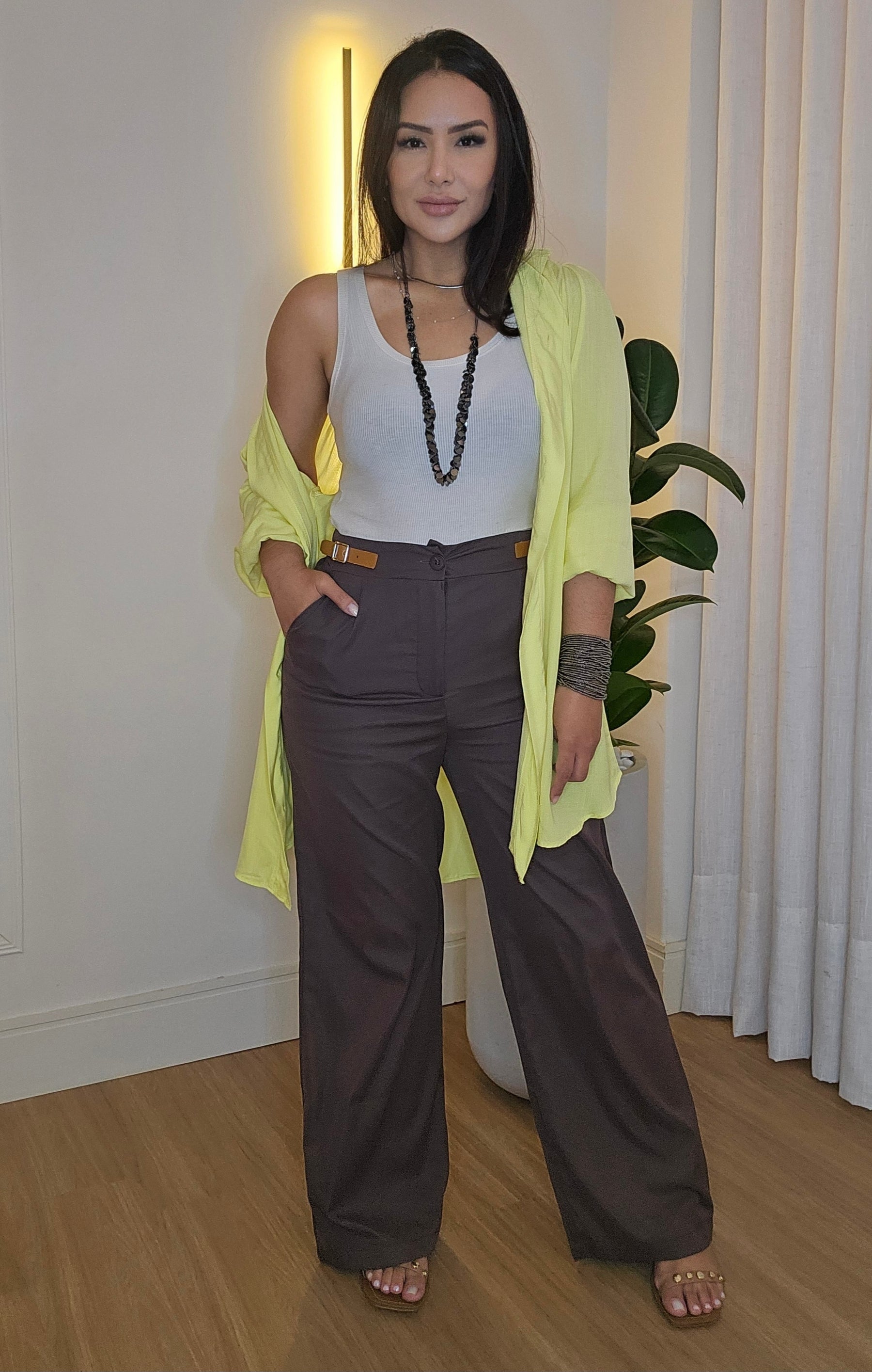 Calça Marrom Feminina de Alfaiataria