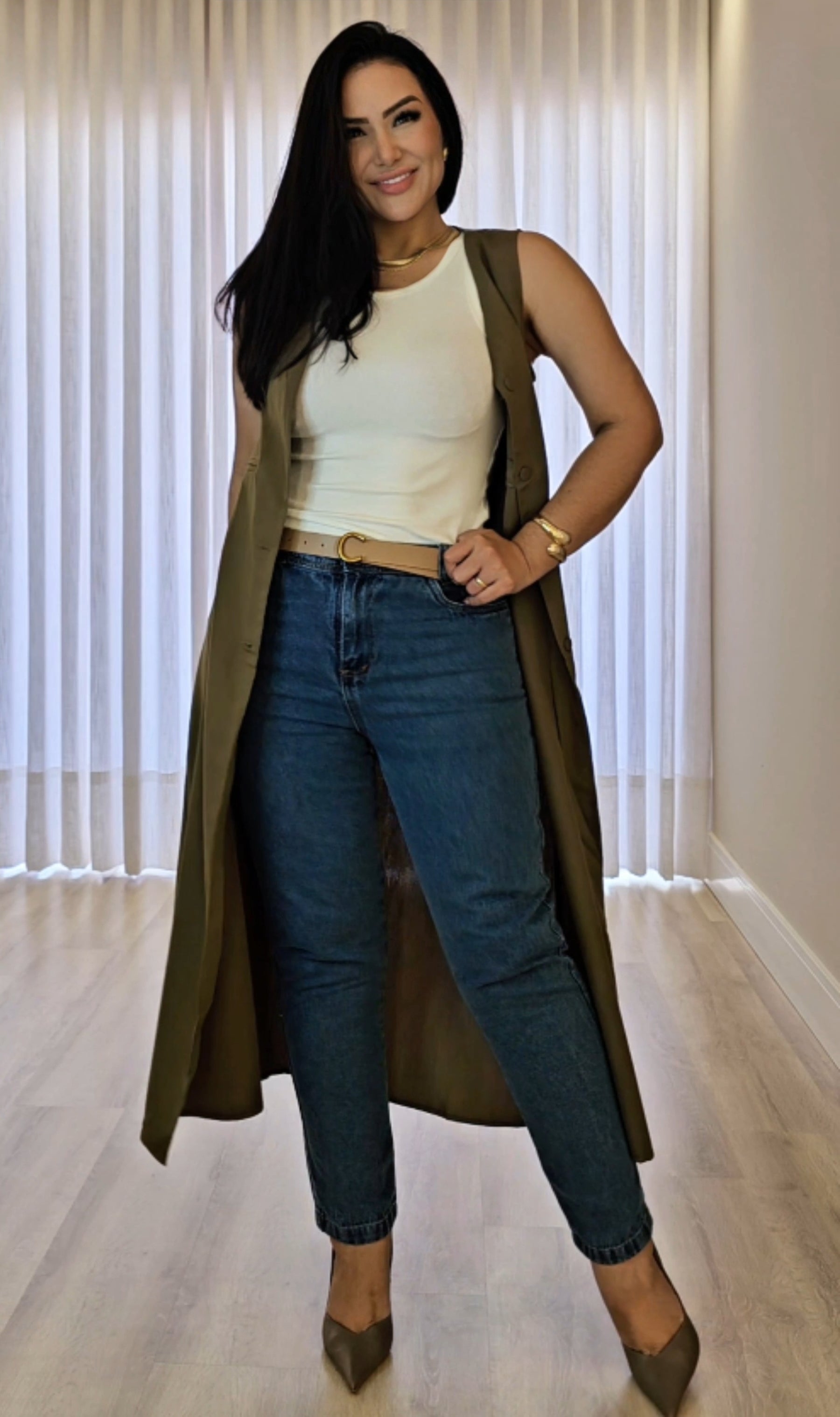 Colete Longo Alfaiataria Feminino em cores