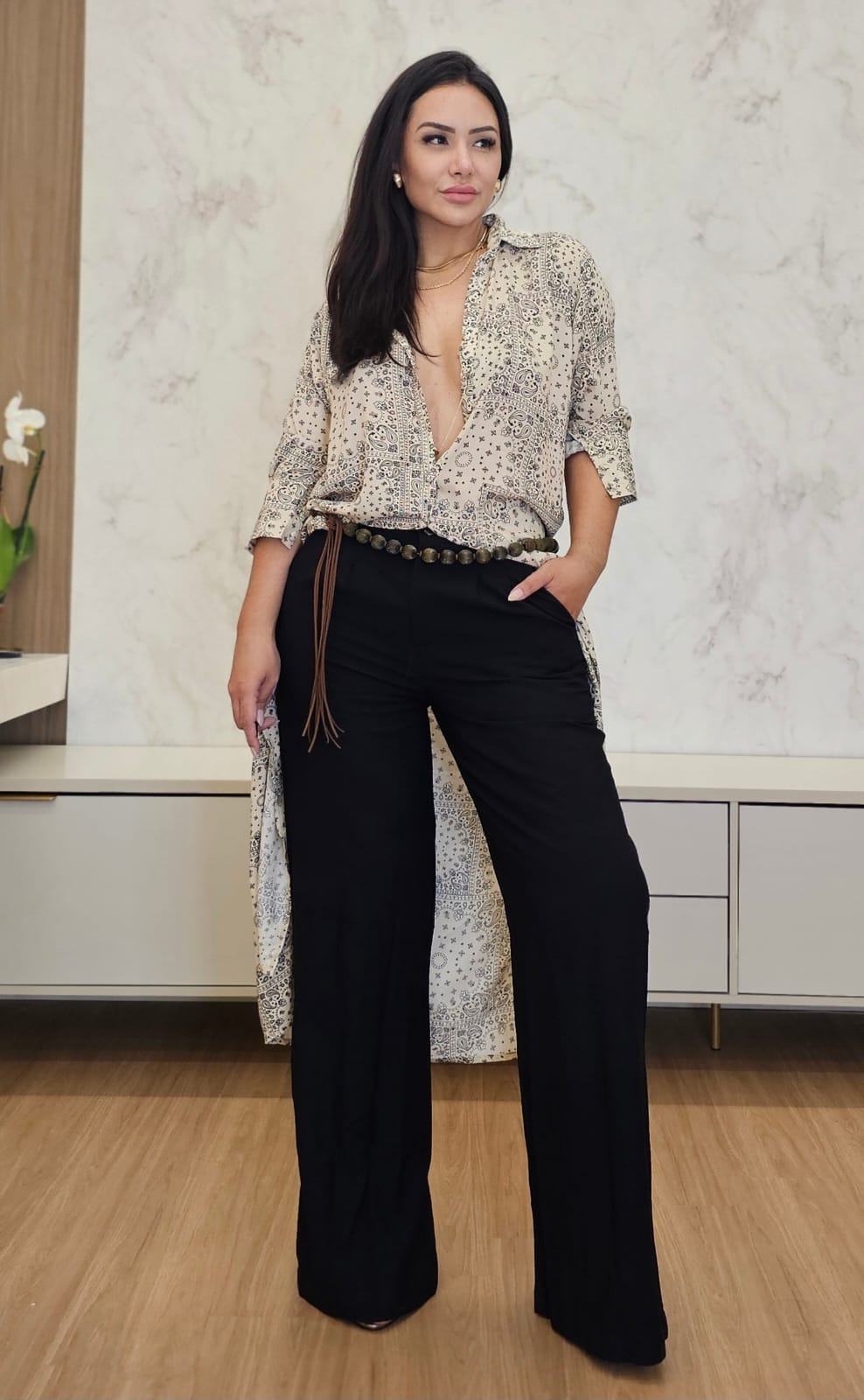 Chemise feminina Estampada luxo