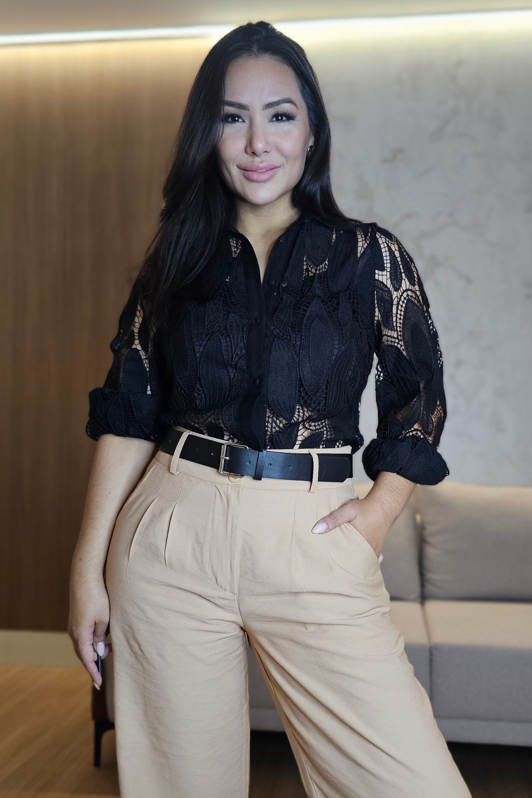Camisa Íris em Renda Guipir - em cores
