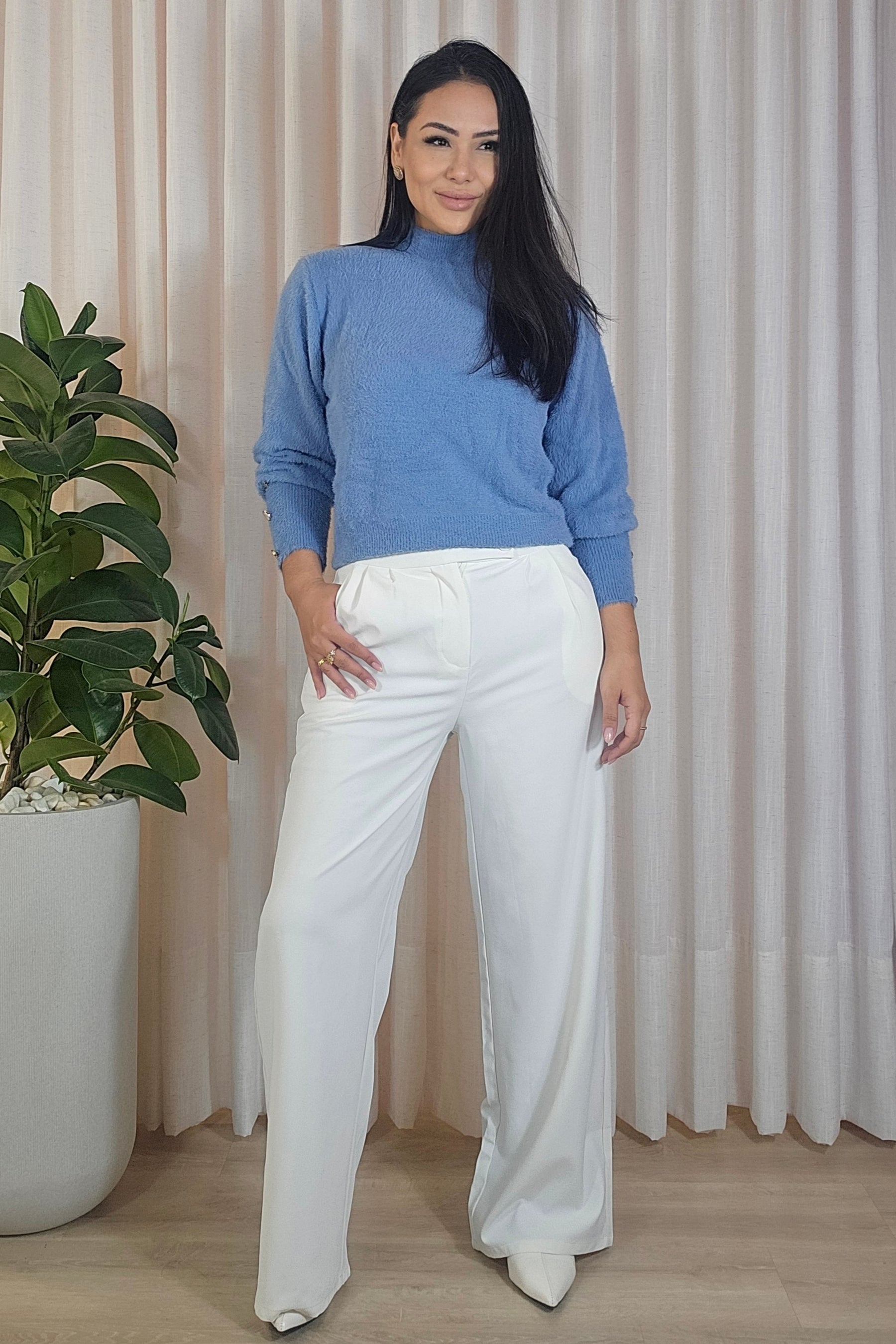 Blusa Helena em Tricot Peluciado premium - em cores