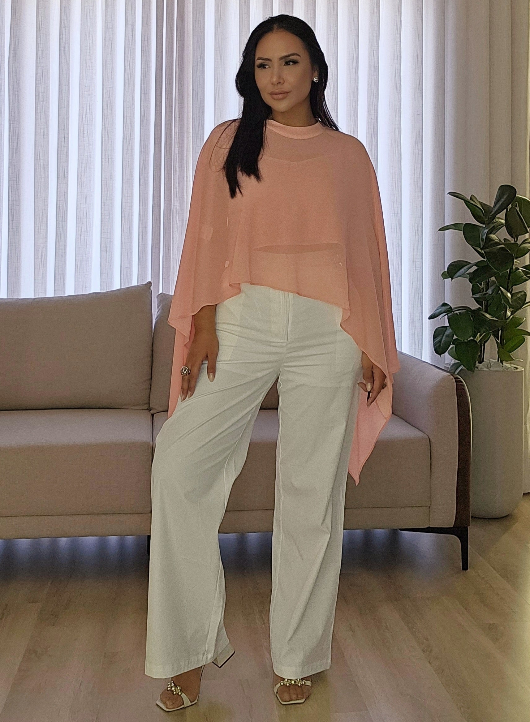 Blusa Capa Feminina Rosa Blush