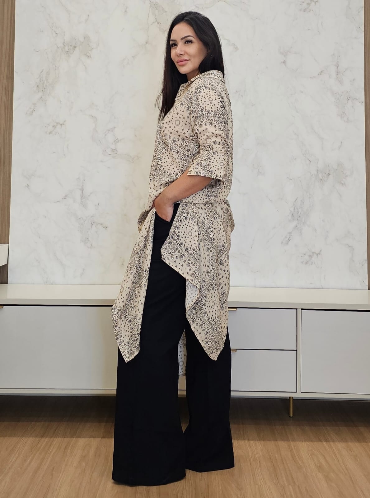 Chemise feminina Estampada luxo