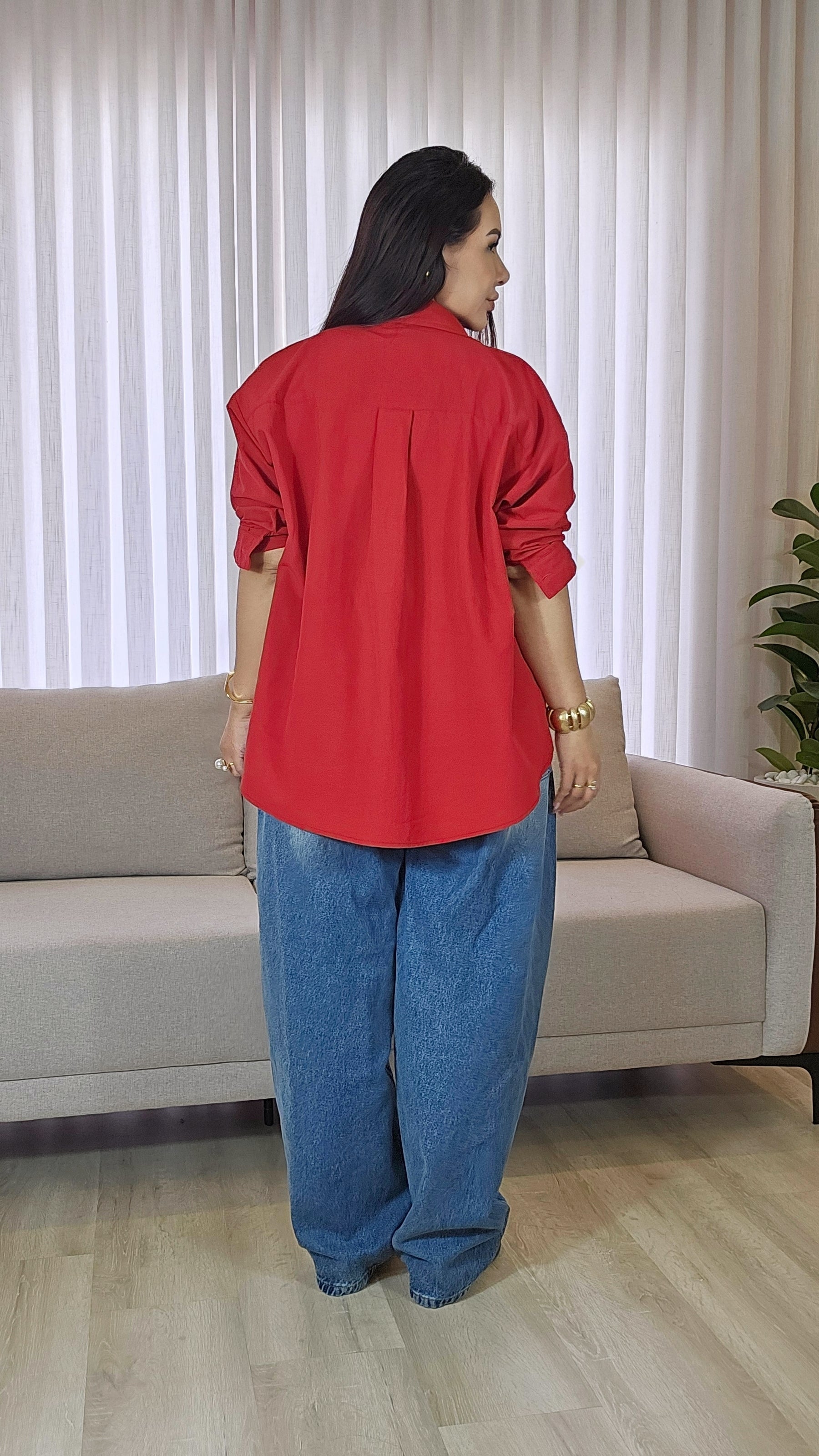 Camisa Feminina em Linho com algodão em 2 cores variadas