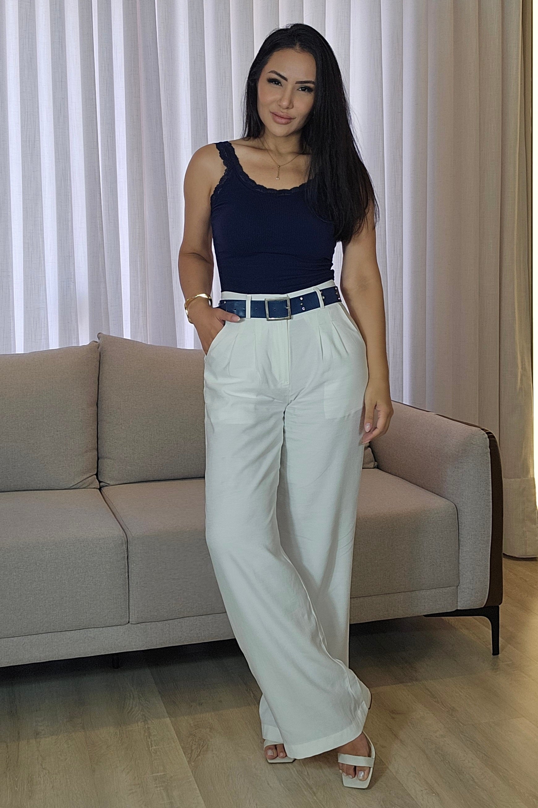Blusa Regata Sara modal com renda - em cores
