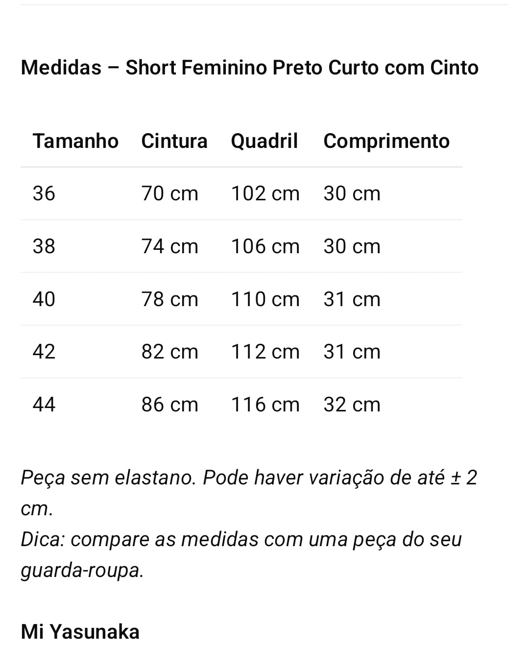 Short Feminino Preto Curto com Cintura Média e Barra Dobrada