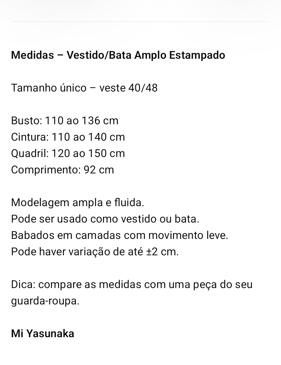 Vestido/Bata Natália com estampa exclusiva