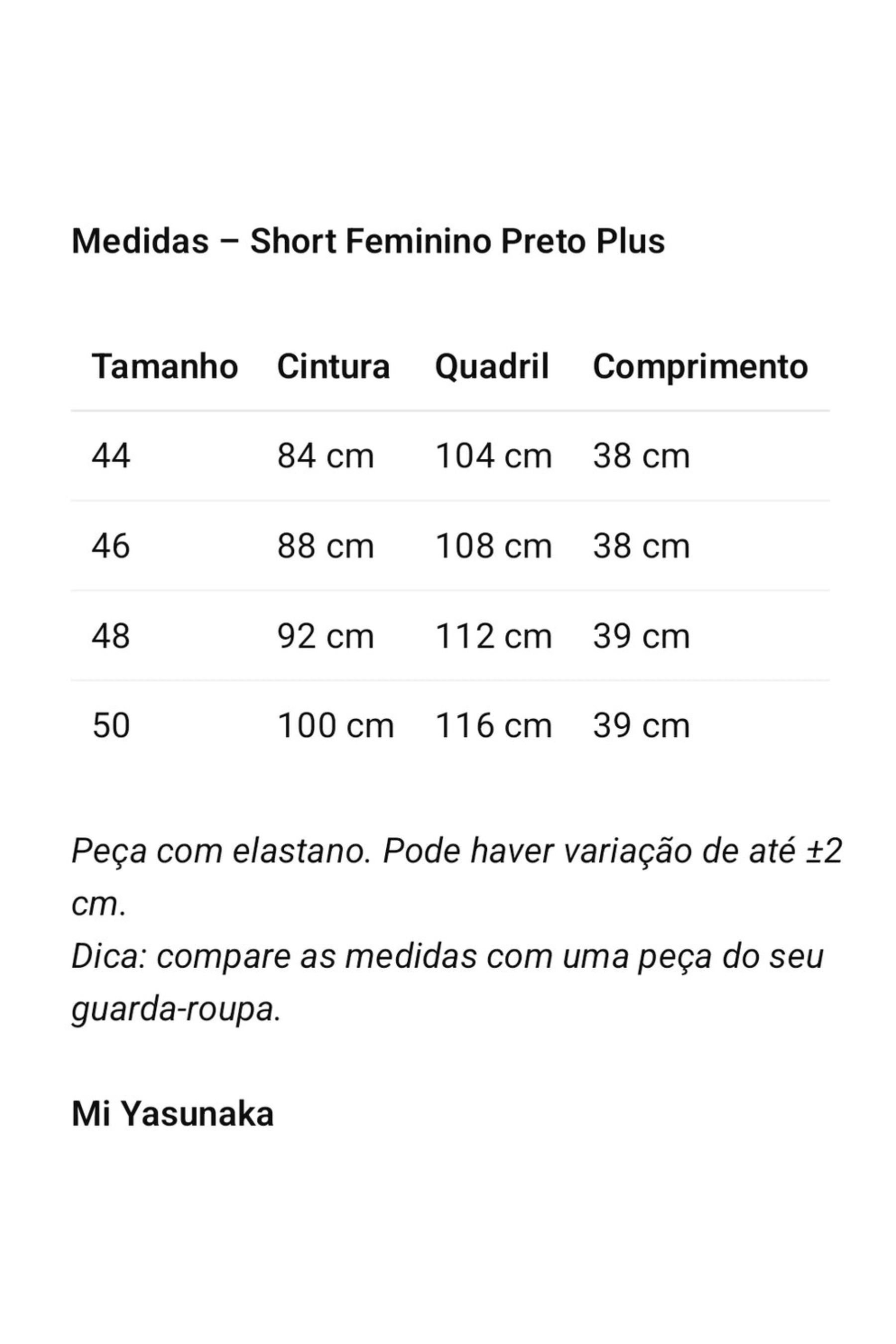 Short Feminino Preto Plus com Elastano