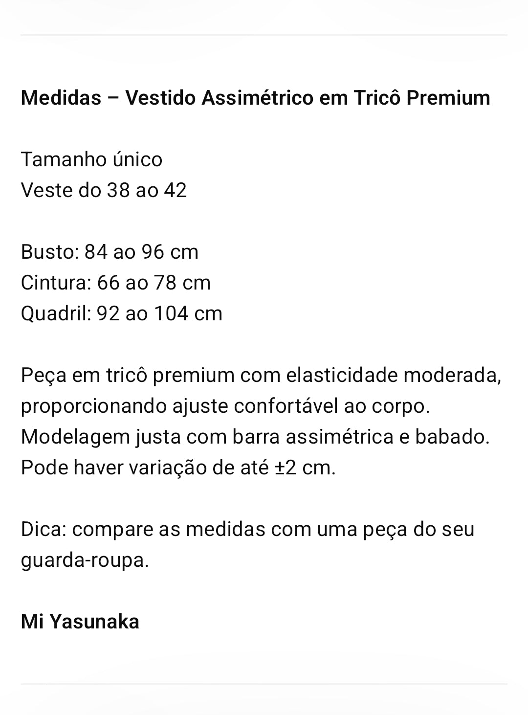 Vestido assimétrico em tricô premium