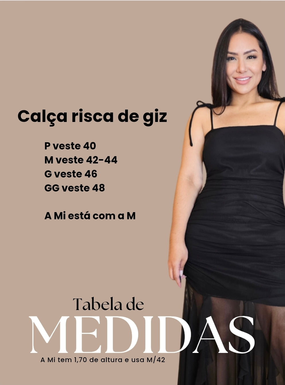 Calça Feminina Alfaiatada Risca de Giz Bege