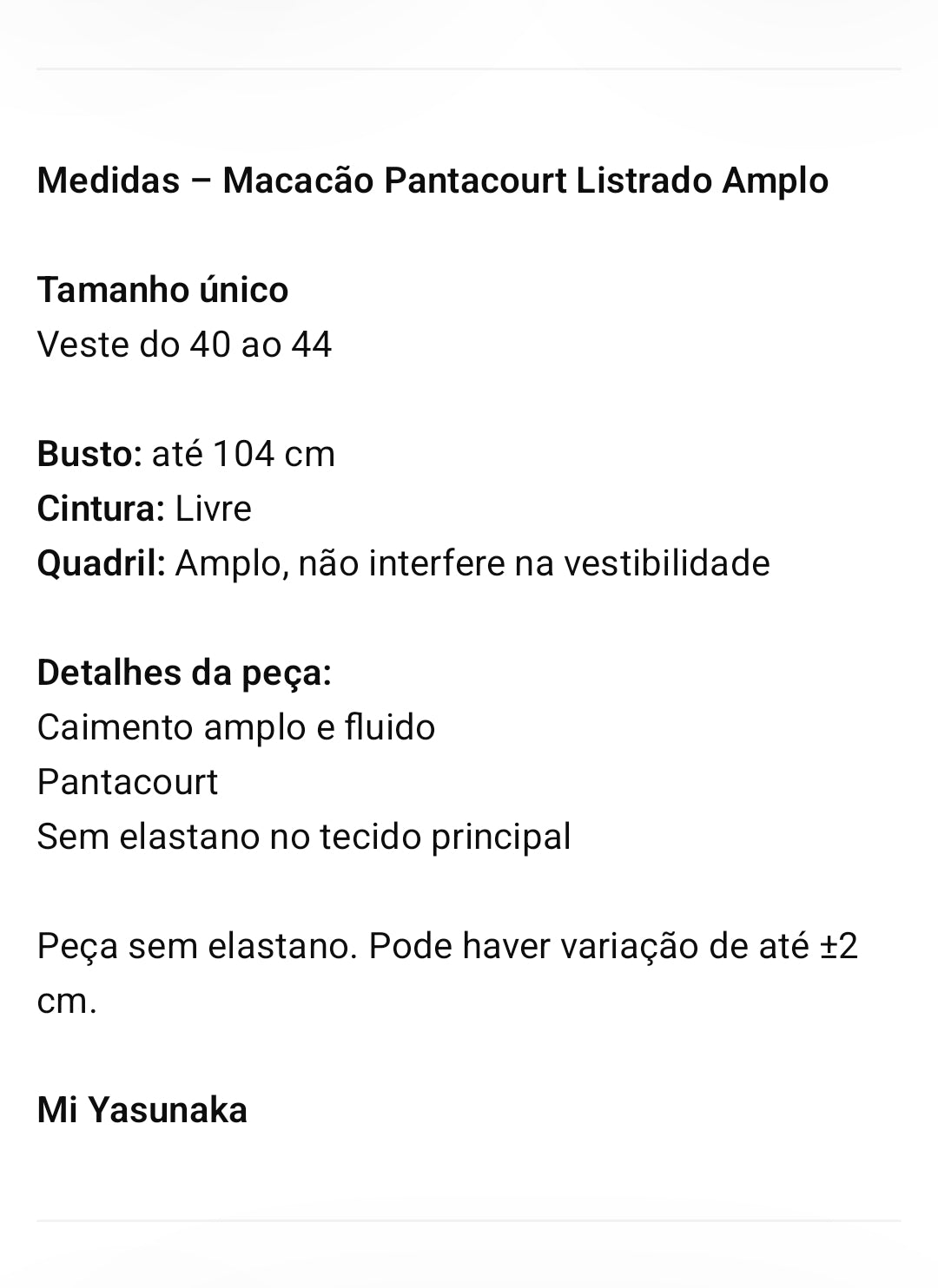 Macacão Pantacourt Listrado Feminino Amplo com Faixa