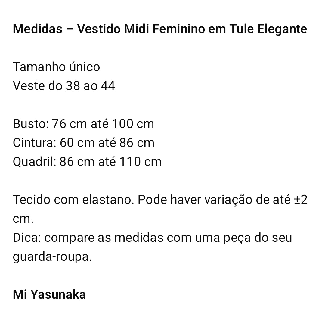 Vestido Midi Preto em Tule elegante