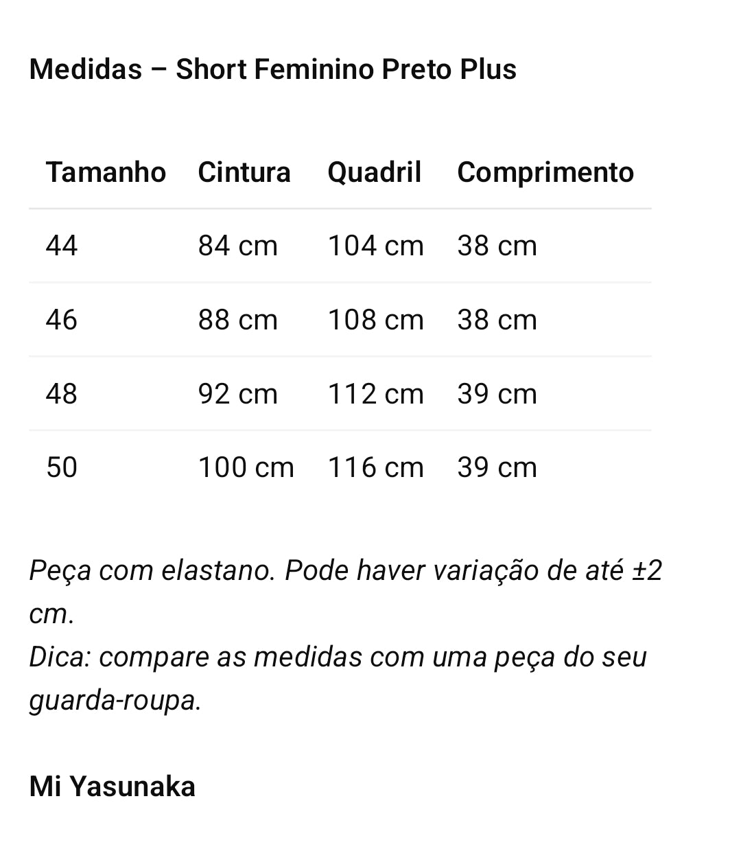 Short Feminino Preto Plus com Elastano e Barra Dobrada