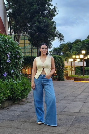 Calça wide leg Clara 100% algodão