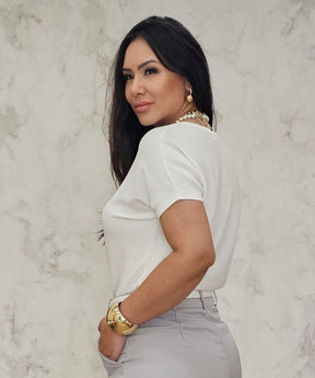 Calça Pantalona feminina de Alfaiataria na Cor Cinza Claro - Lorena