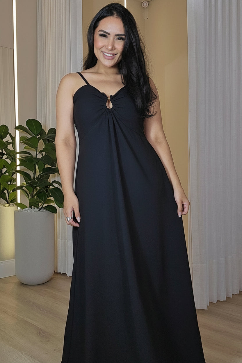Vestido Longo Preto Deslumbrante
