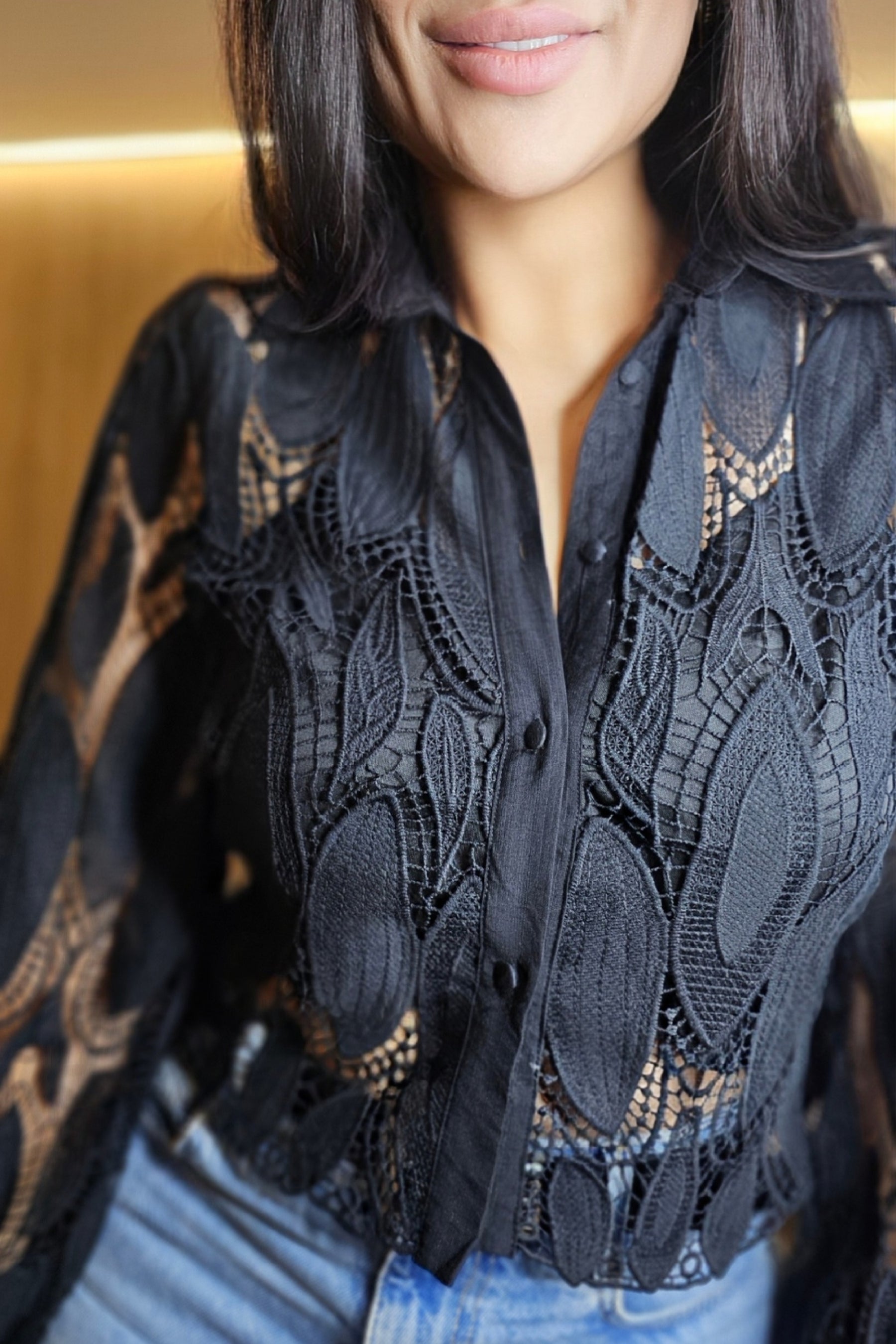 Camisa Íris em Renda Guipir - em cores