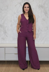Calça pantalona feminina moderna em alfaiataria - Giovanna