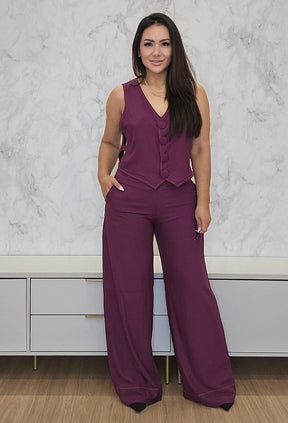 Calça pantalona feminina moderna em alfaiataria - Giovanna