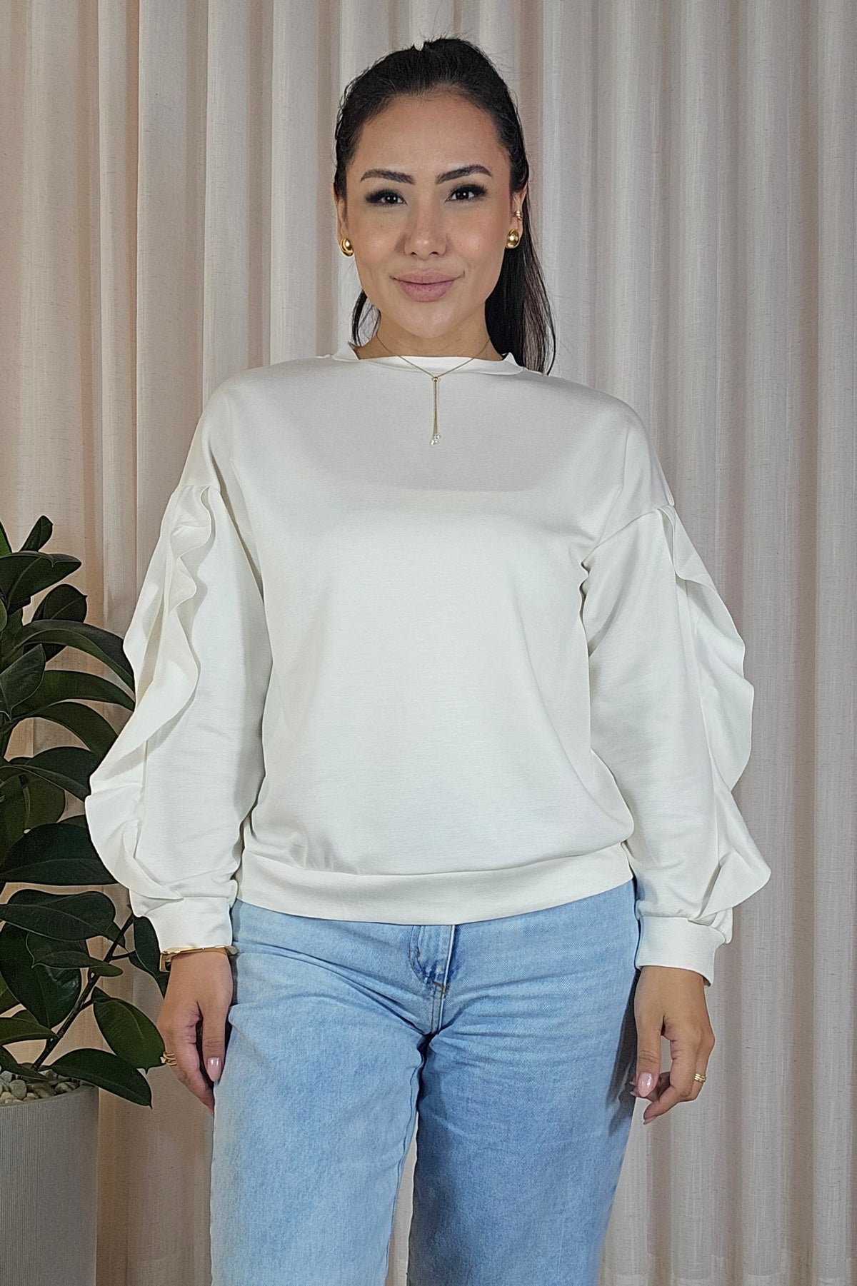 Blusa Manga Longa com Babados Sofia - em cores