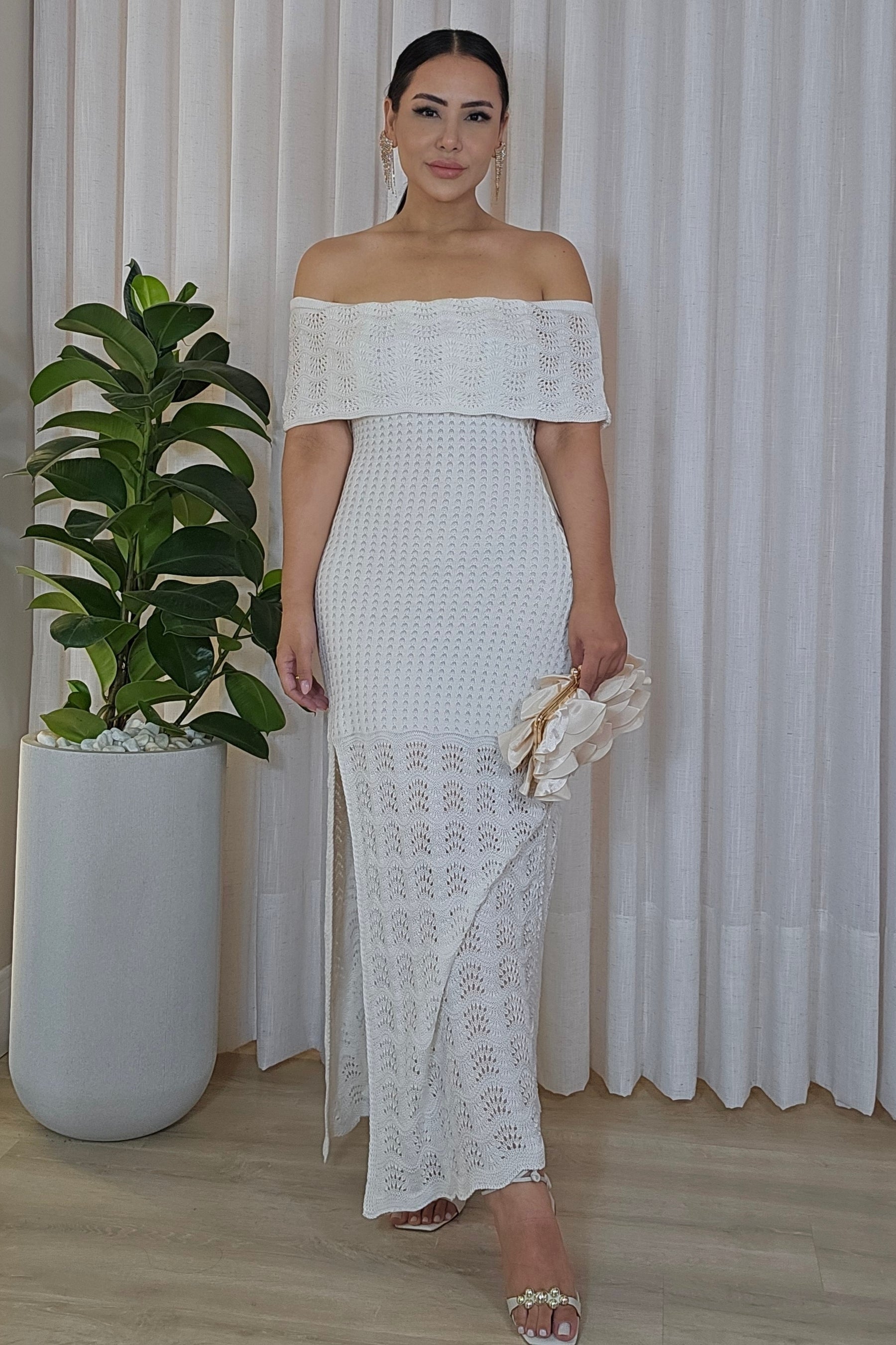 Vestido Melissa em Tricô Premium Off-White