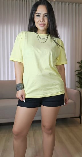T-shirt Amarela Feminina 100% Algodão