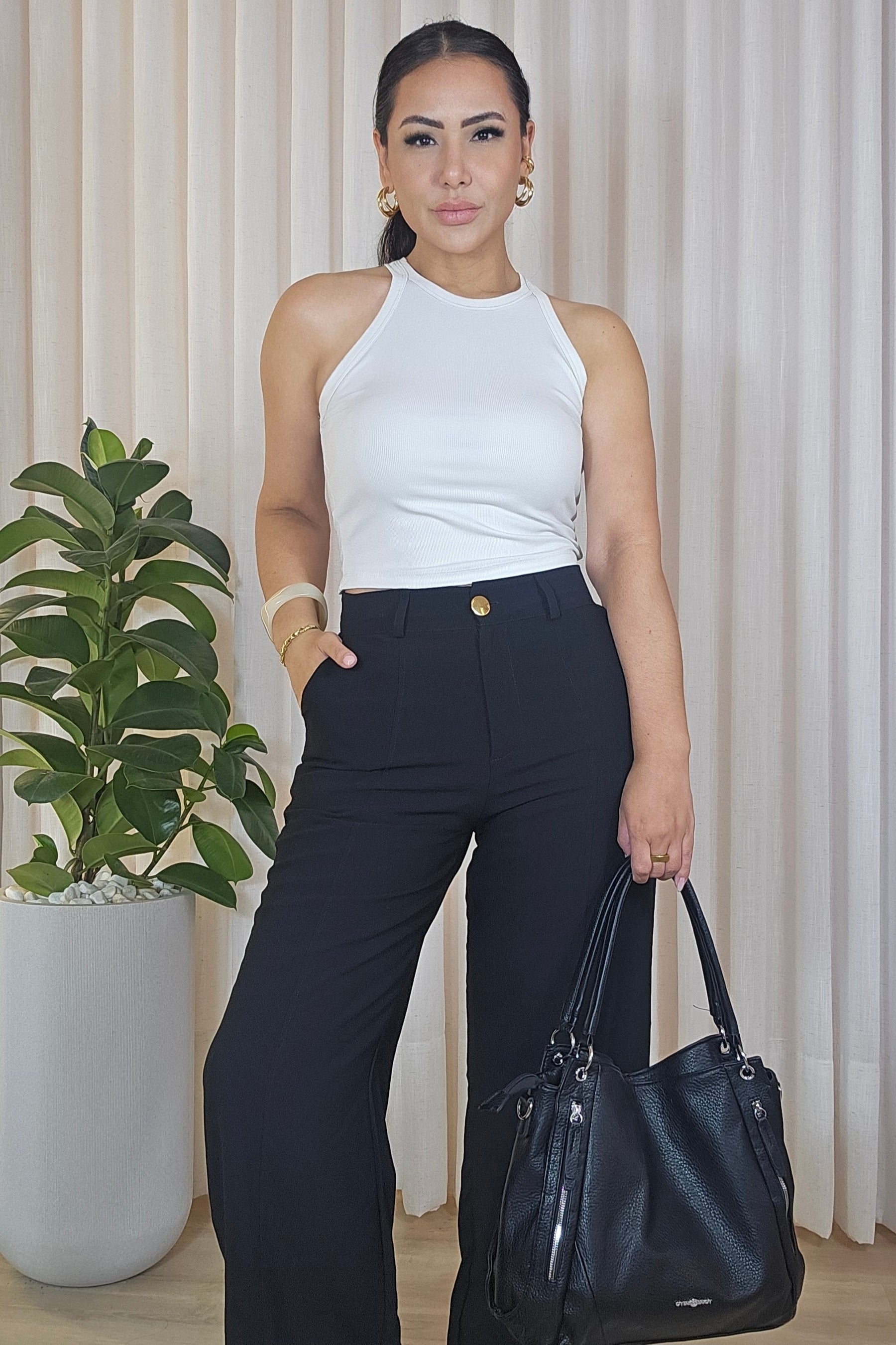 Calça Pantalona Feminina em alfaiataria